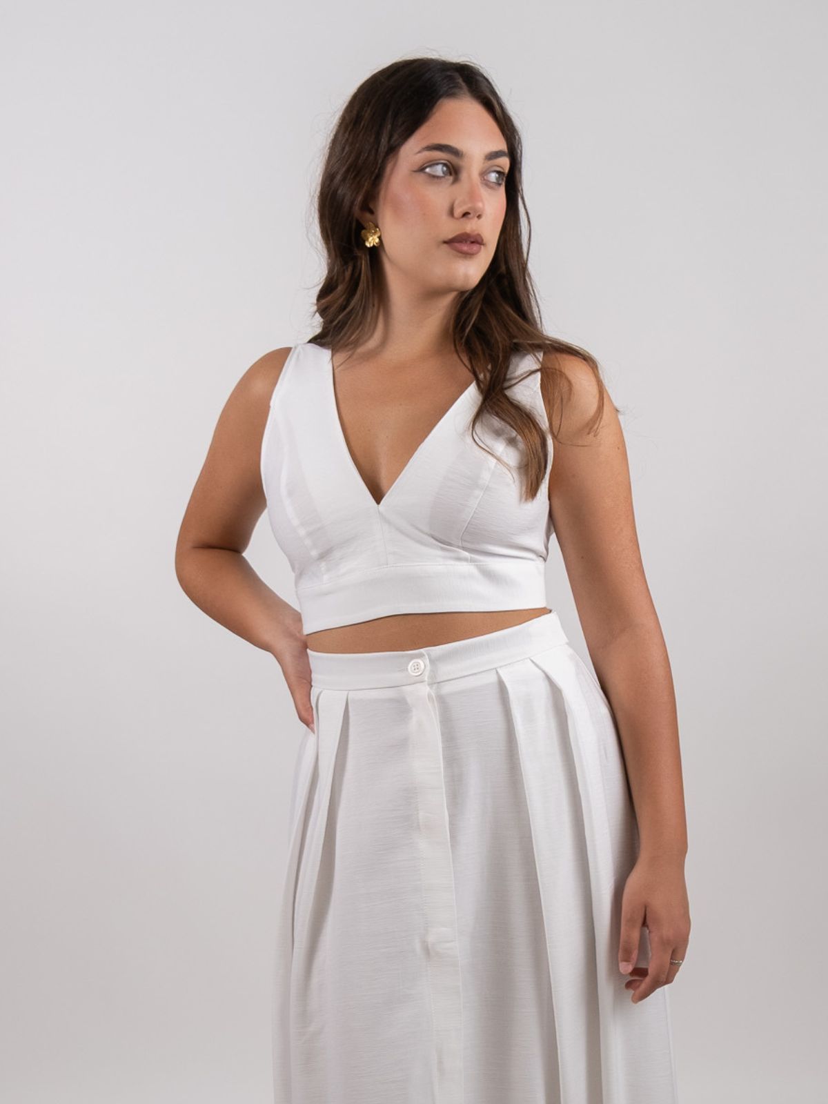 Imperial - Top cropped scollo a v senza maniche - Donna