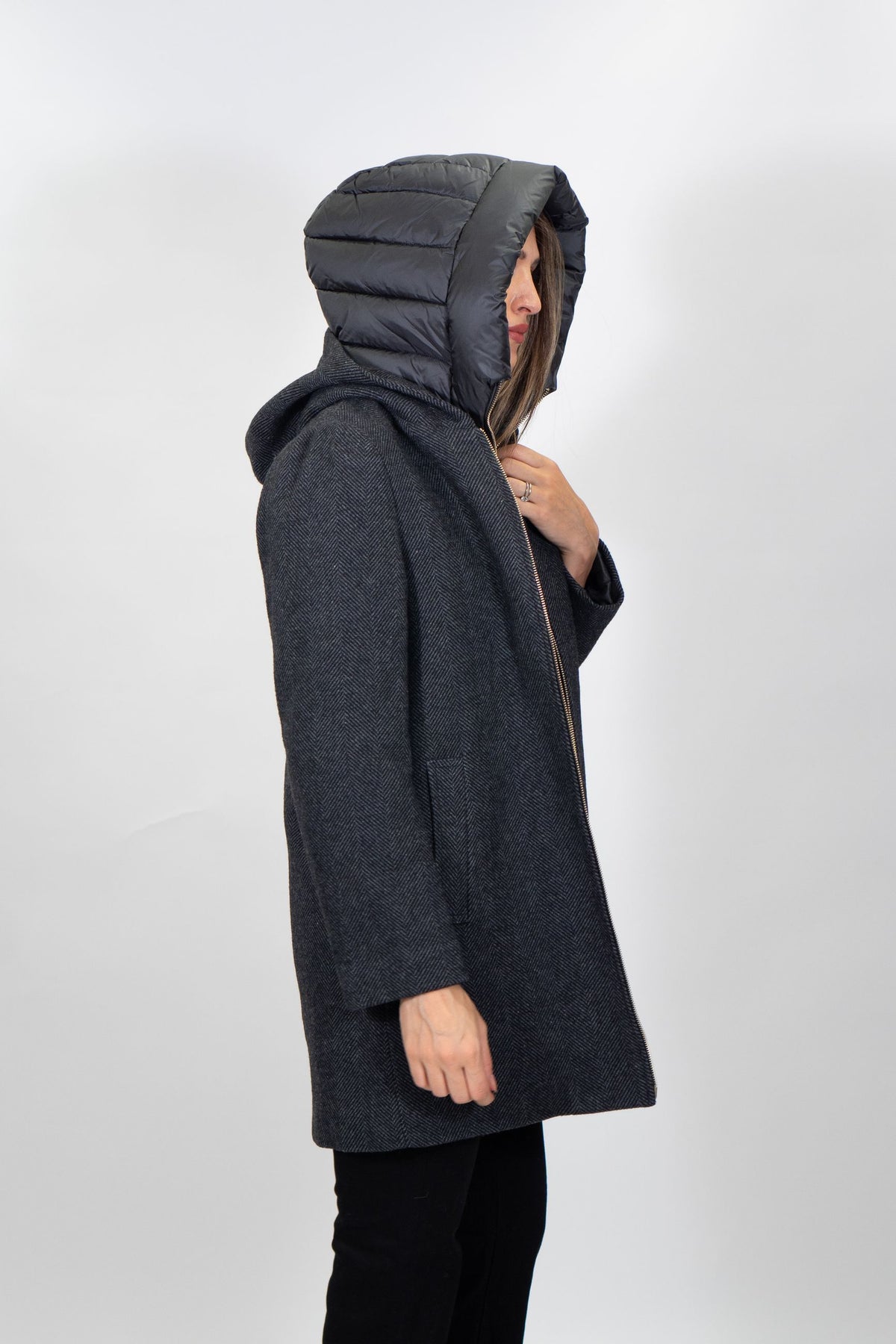 Yes Zee - Cappotto linea diritta e finto gilet - Donna
