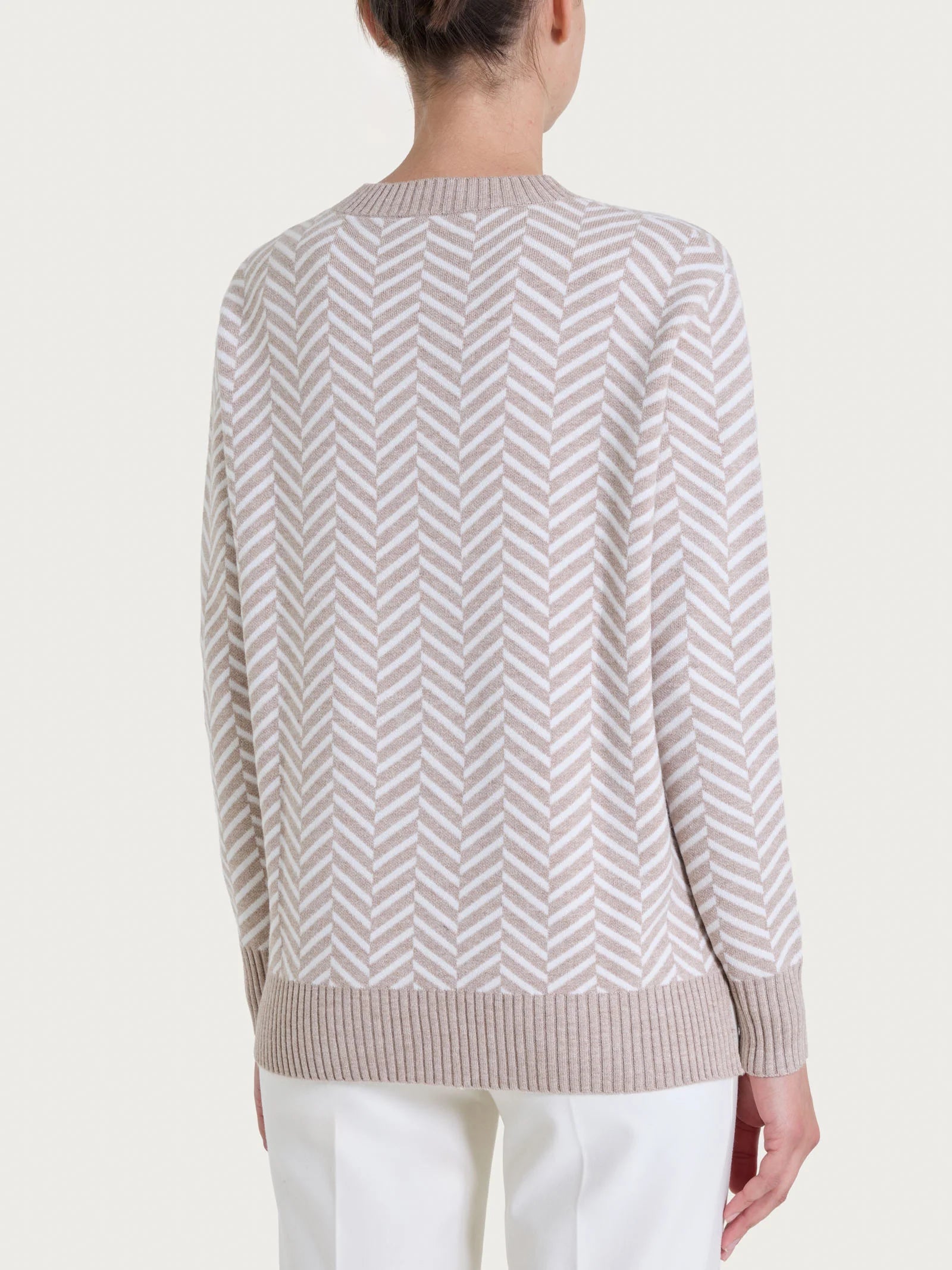 Ragno - Maglia girocollo con fantasia spigata in Super Soft - Donna