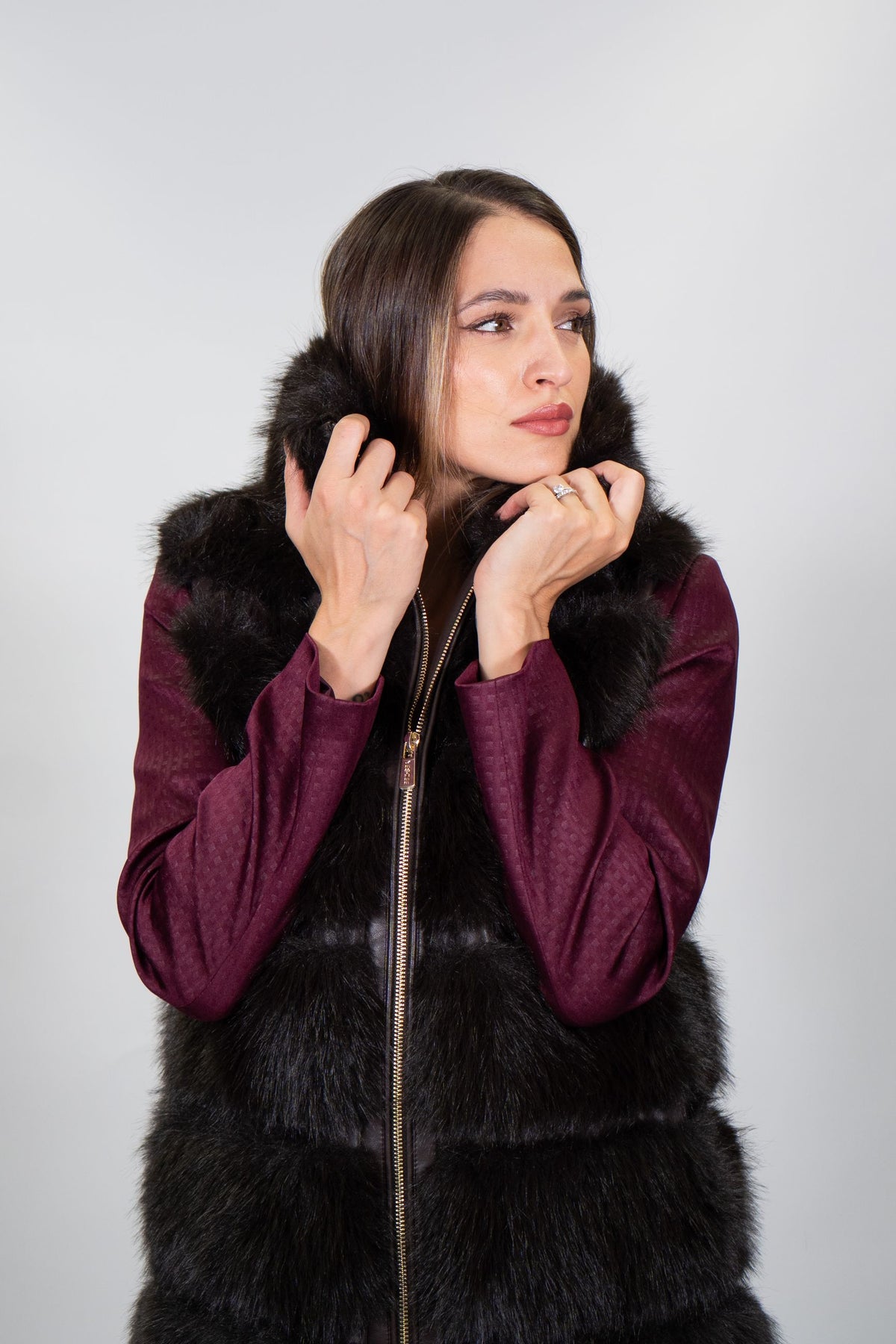 Yes Zee - Smanicato lungo faux fur - Donna