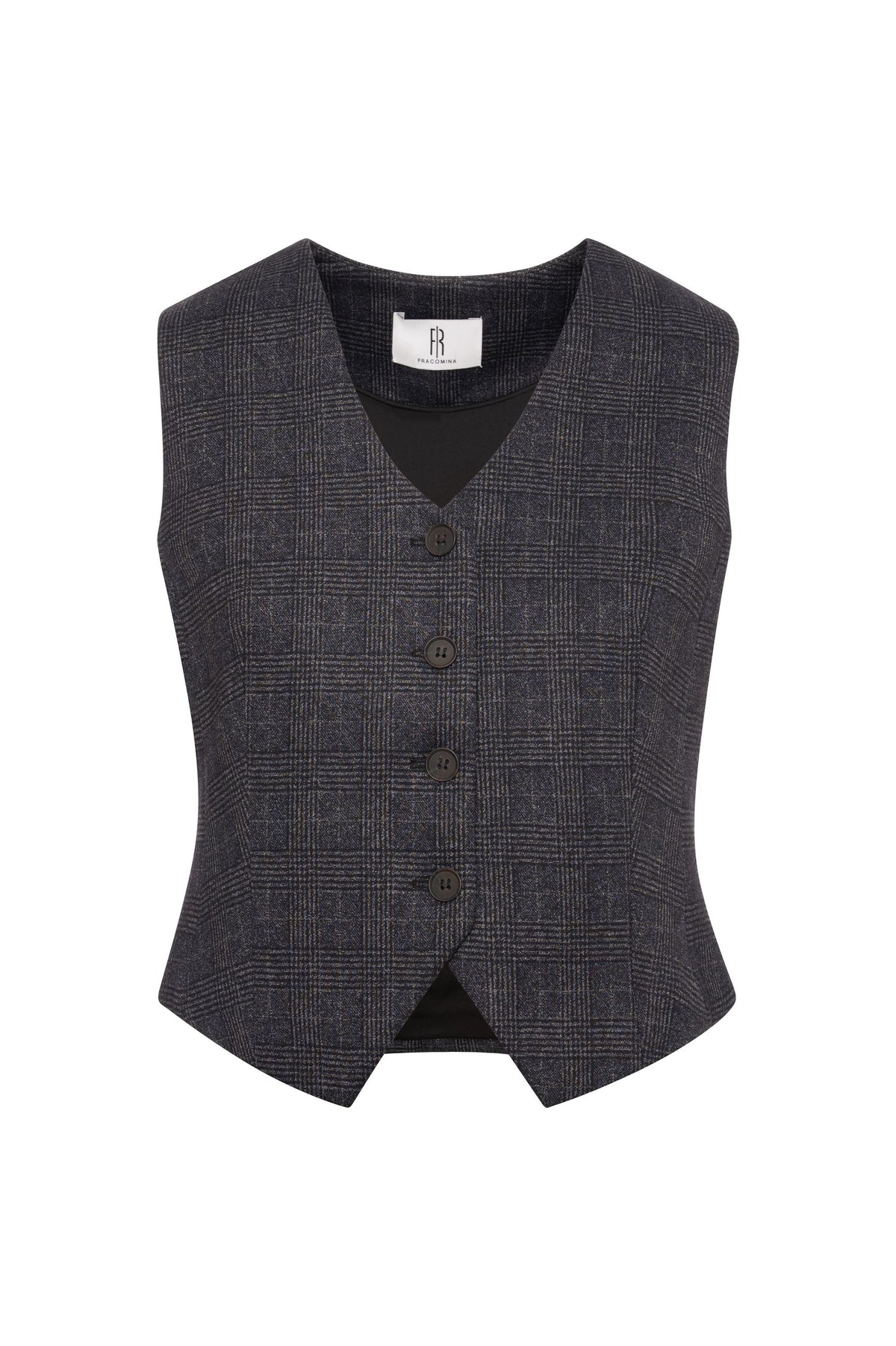Fracomina - Gilet slim in tessuto Principe di Galles - Donna