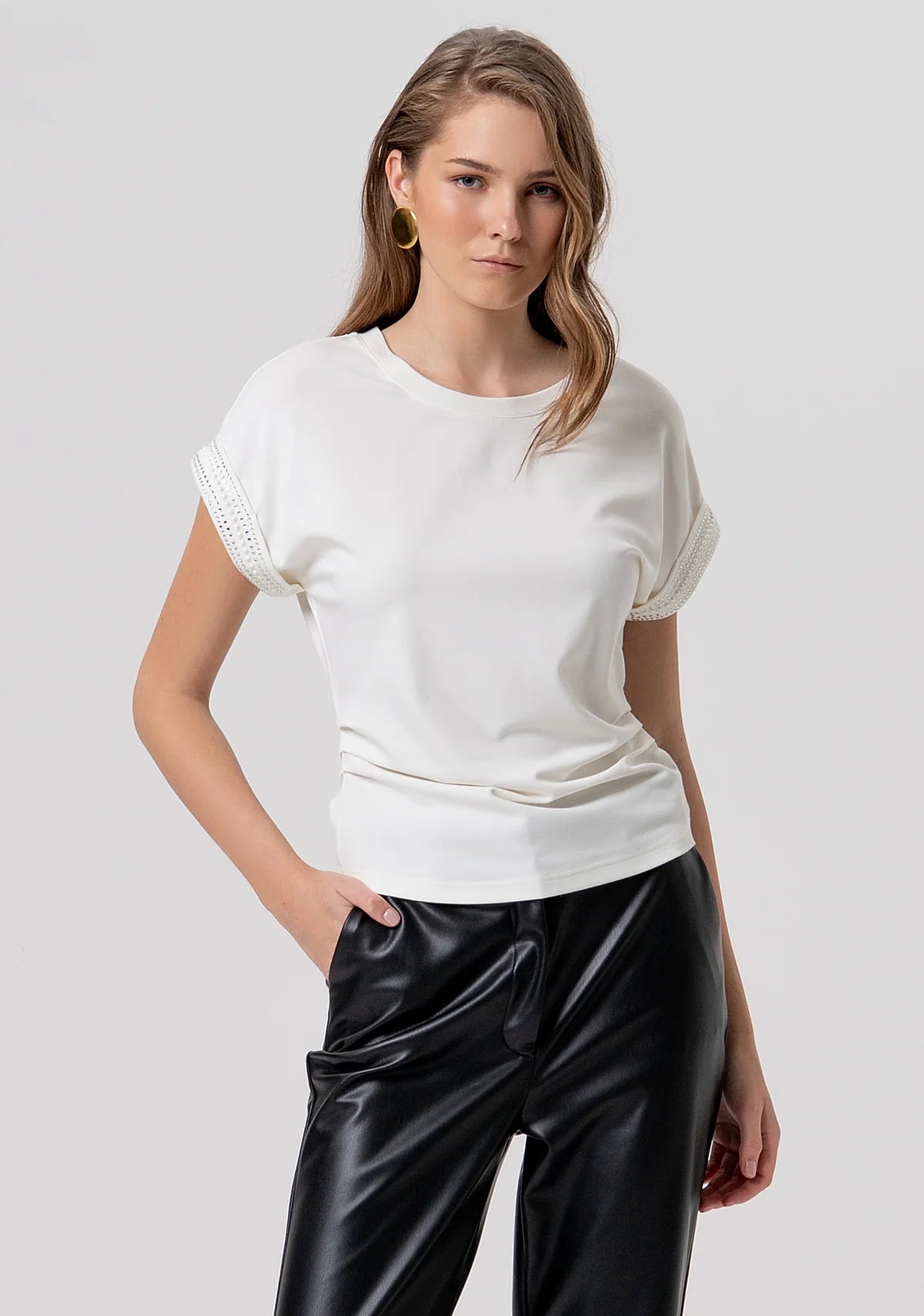 Fracomina - Top regular con applicazioni luminose - Donna
