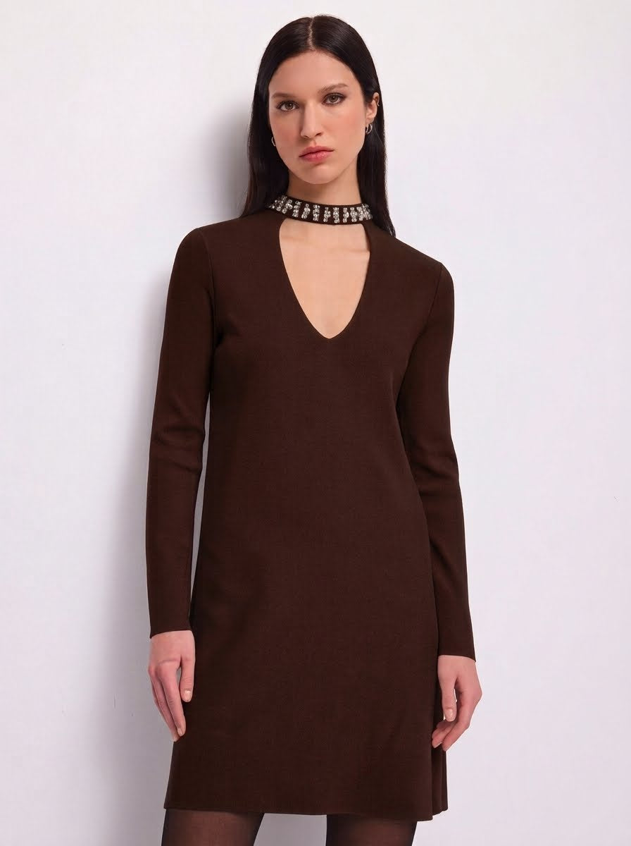 Gaudì - Abito corto in maglia con strass - Donna