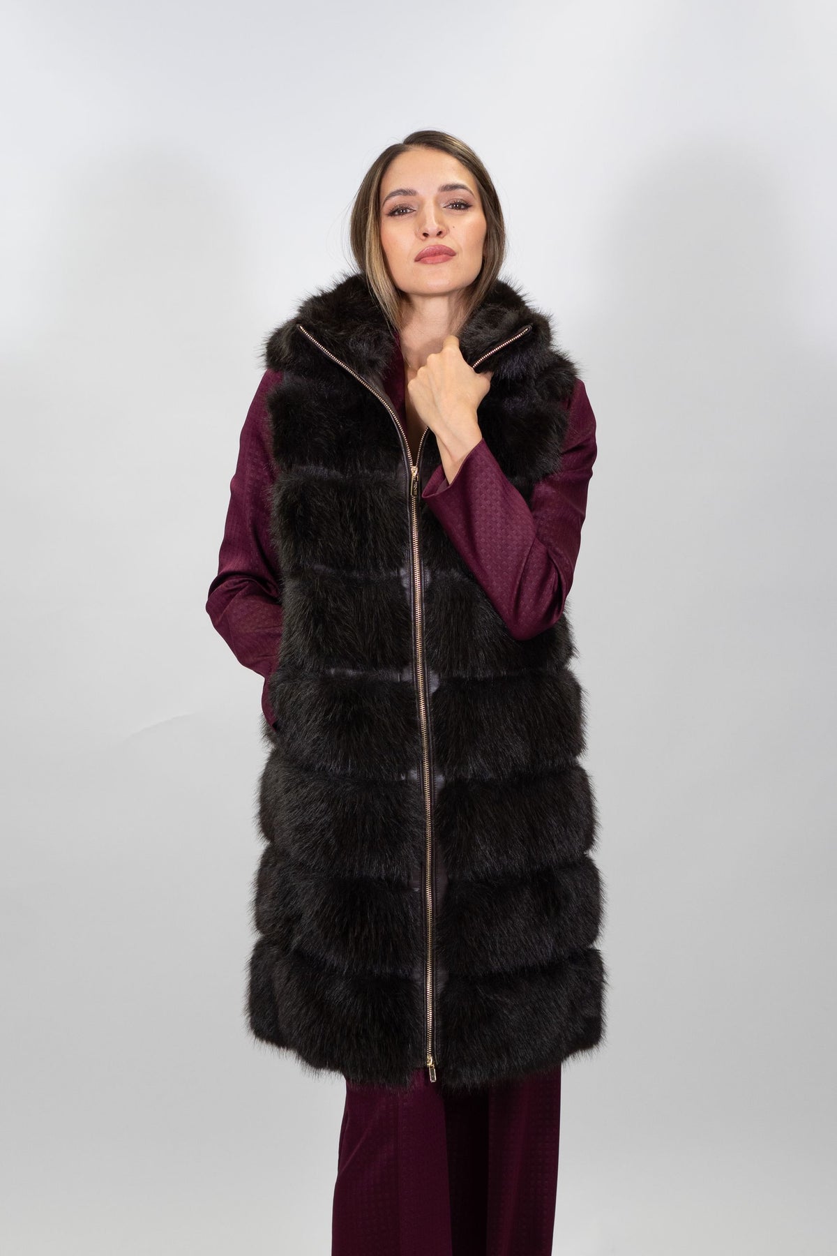 Yes Zee - Smanicato lungo faux fur - Donna