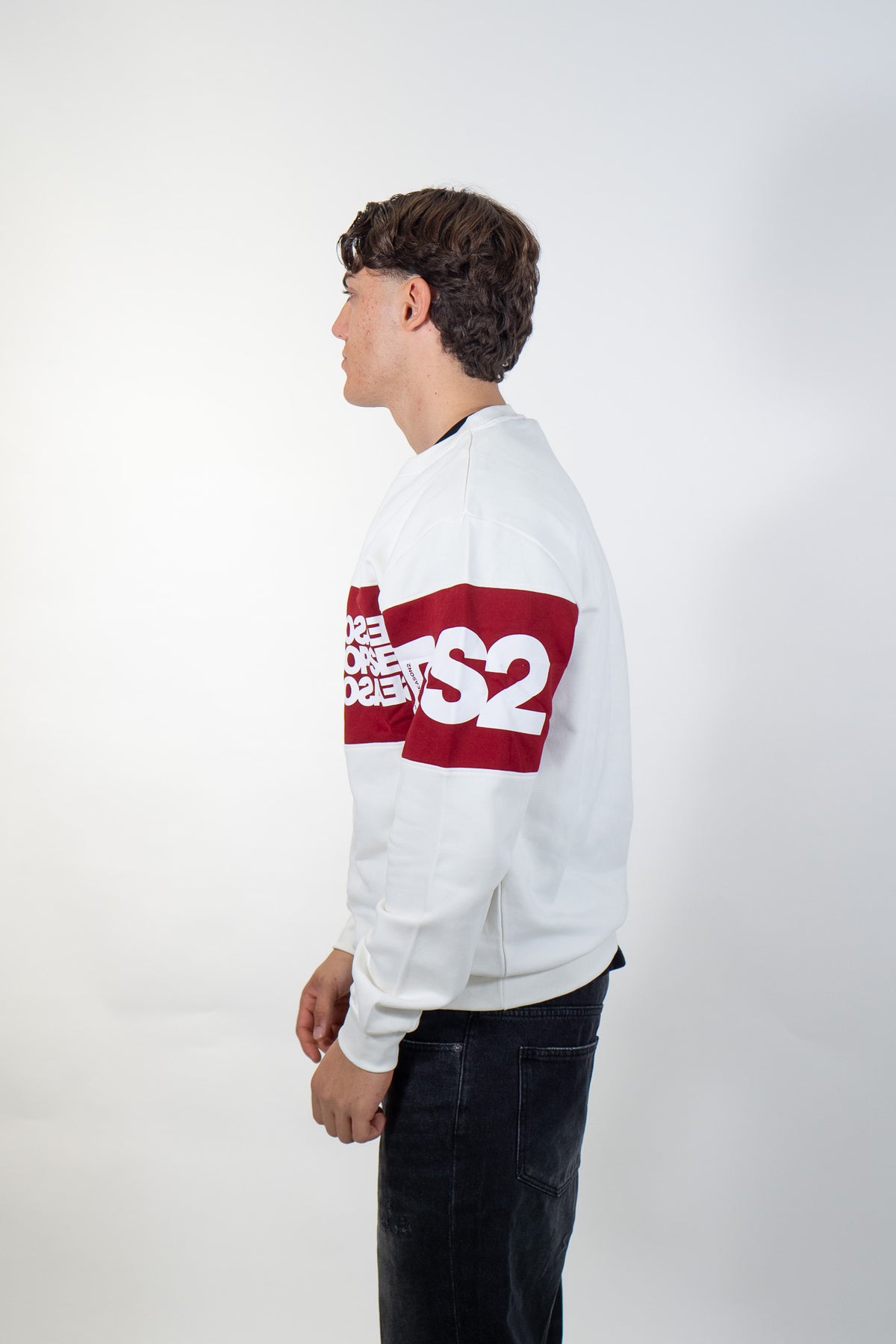 Ds2 - Felpa girocollo con fascia logo - Uomo