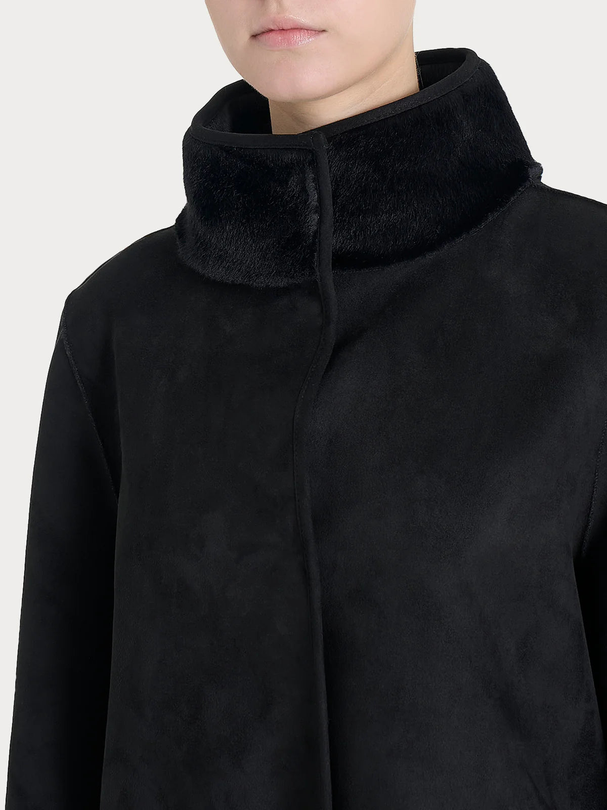 Ecopelliccia lunga con collo alto double-face in Vegan Shearling - RAGNO - DQ48KF