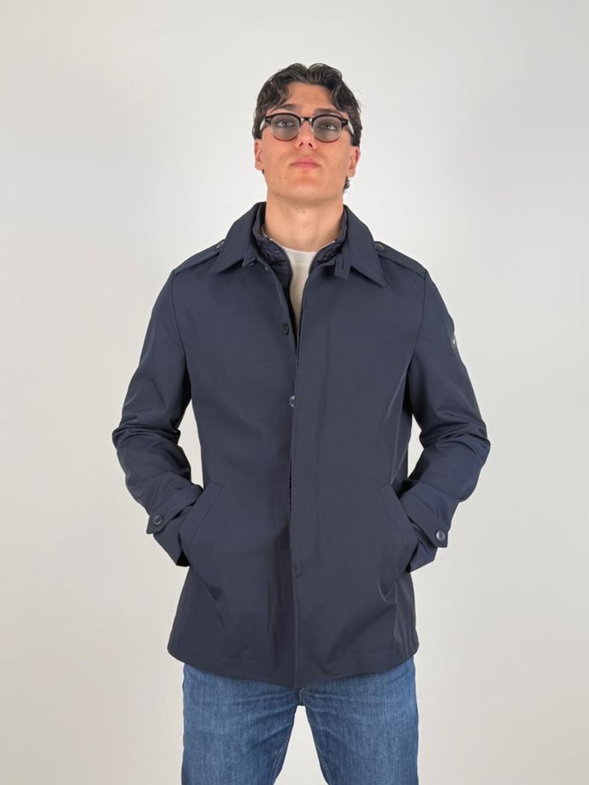 Yes Zee - Cappotto  Con Finto Gilet Staccabile - Uomo