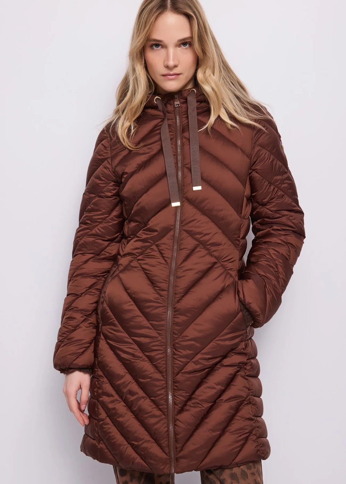 Gaudì - Piumino lungo da donna in nylon con cappuccio - Donna