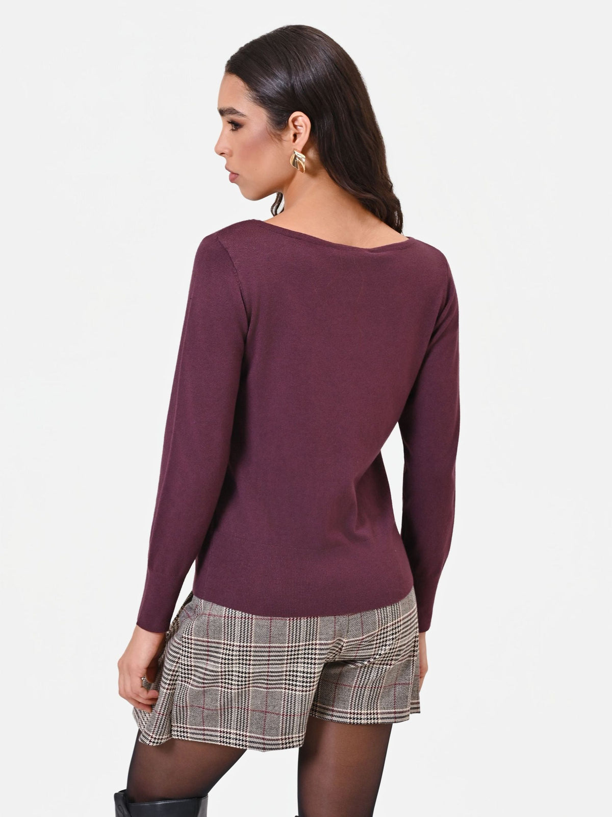 Rinascimento - Maglia scollo a barca in misto viscosa - Donna