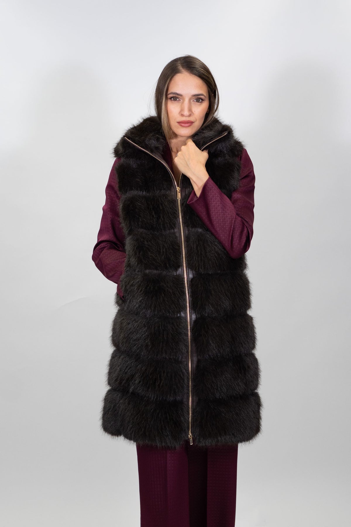 Yes Zee - Smanicato lungo faux fur - Donna