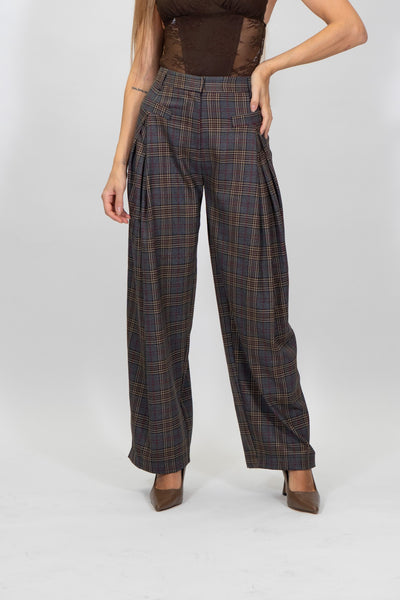 Imperial - Pantaloni palazzo stampati a vita alta con pinces - Donna