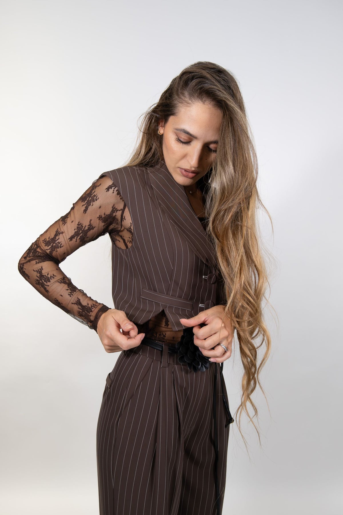 Imperial - Gilet sartoriale a righe con chiusura a due bottoni - Donna