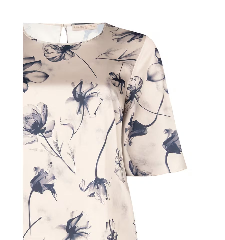 Rinascimento Curvy - Blusa a stampa floreale con maniche a campana - Donna