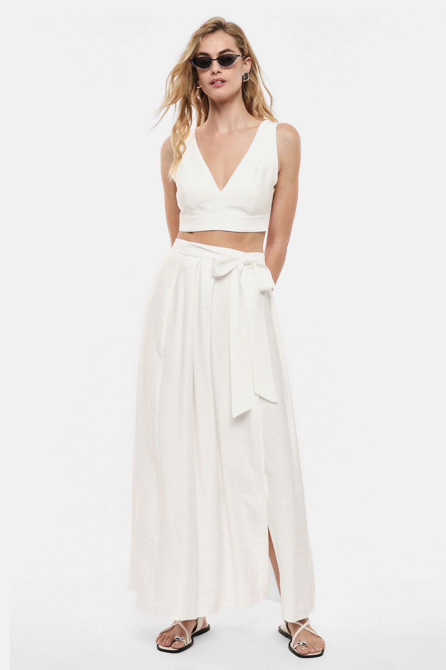 Imperial - Gonna lunga a vita alta con cintura annodata - Donna