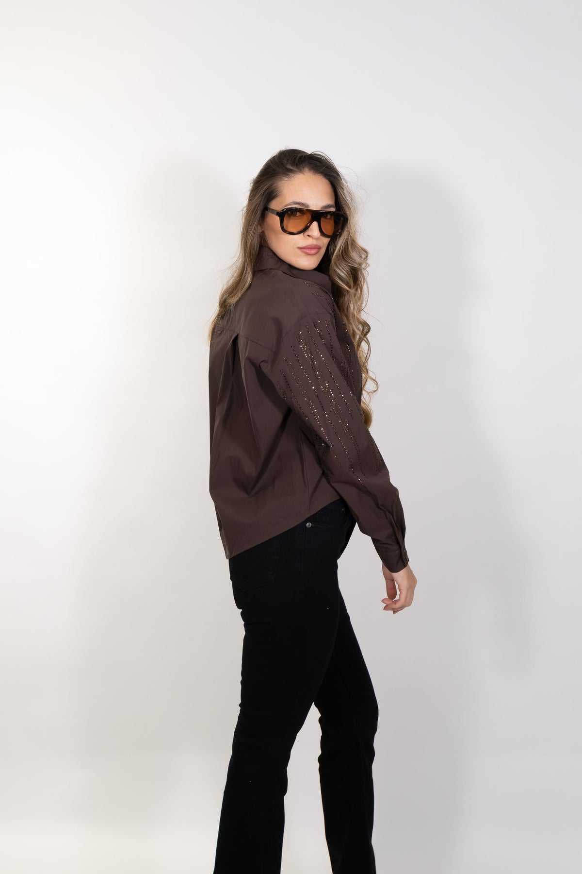 Gaudì - Camicia in popeline con mini borchie - Donna