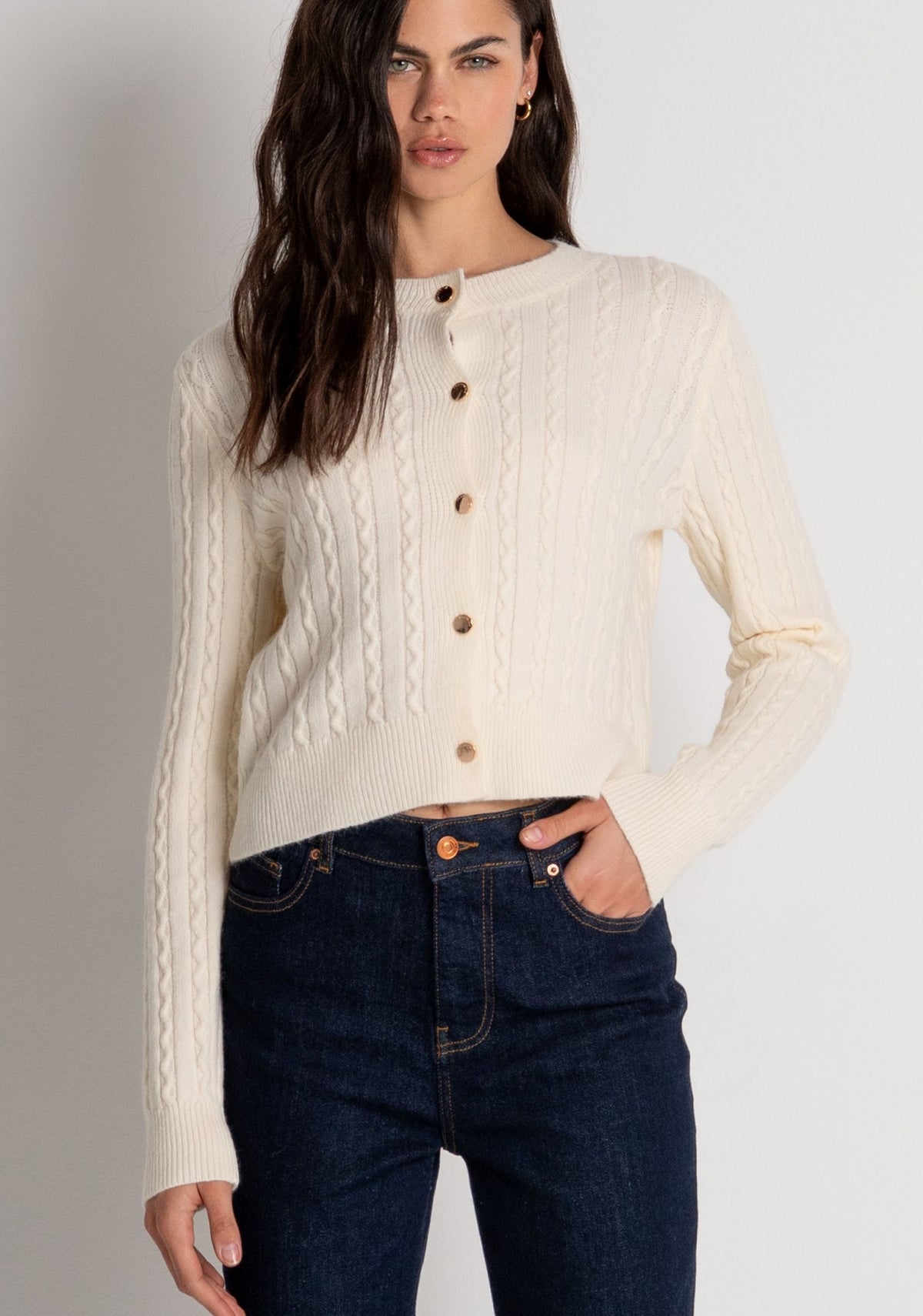 Fracomina - Cardigan regular con punto treccia - Donna