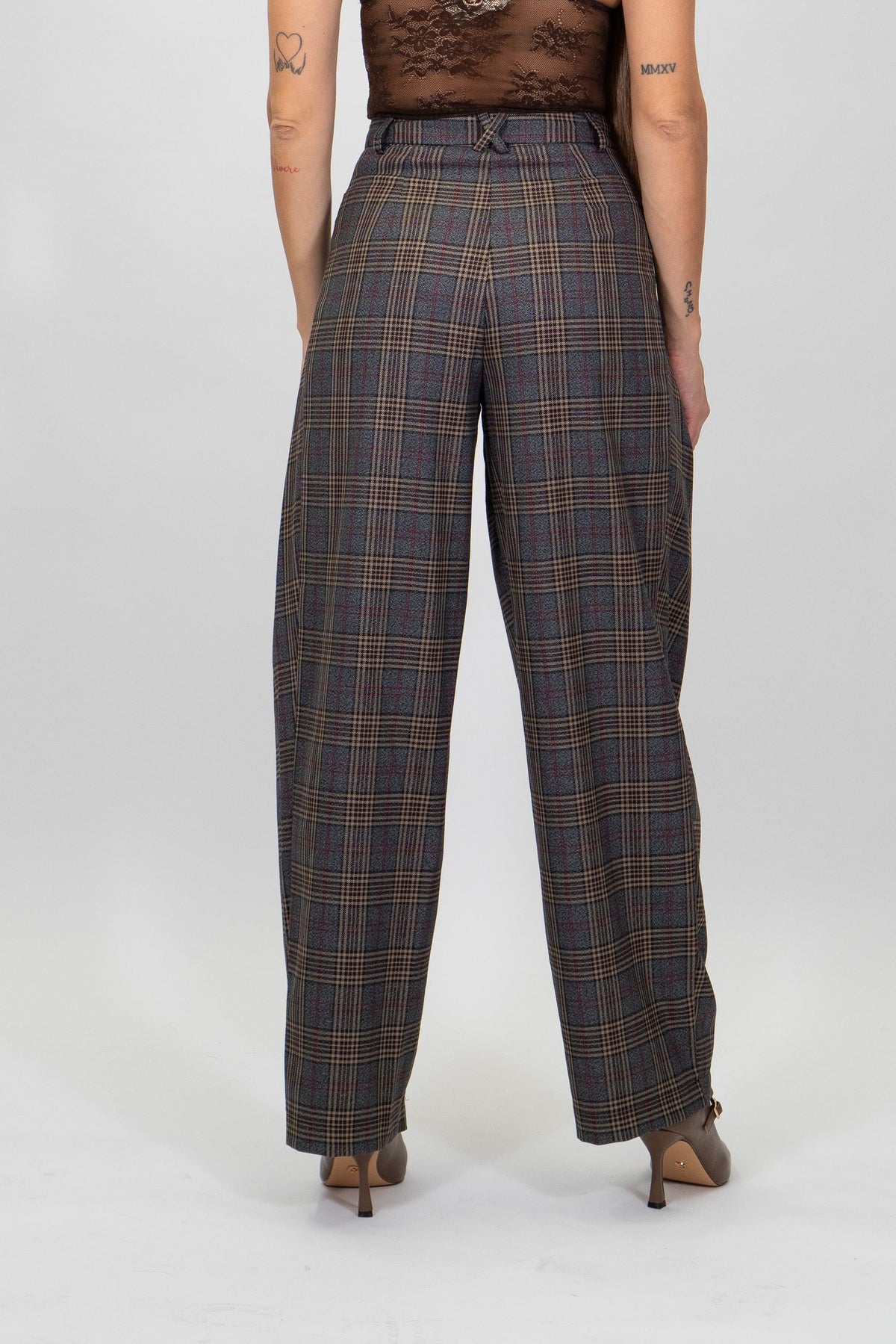Imperial - Pantaloni palazzo stampati a vita alta con pinces - Donna