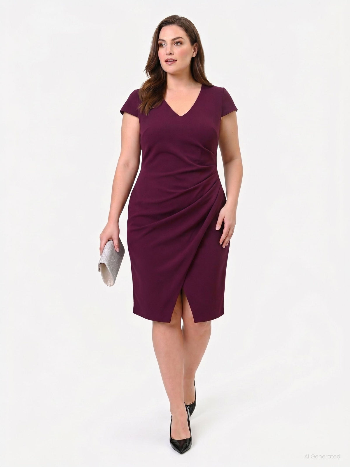 Rinascimento Curvy - Tubino con drappeggio asimmetrico - Donna