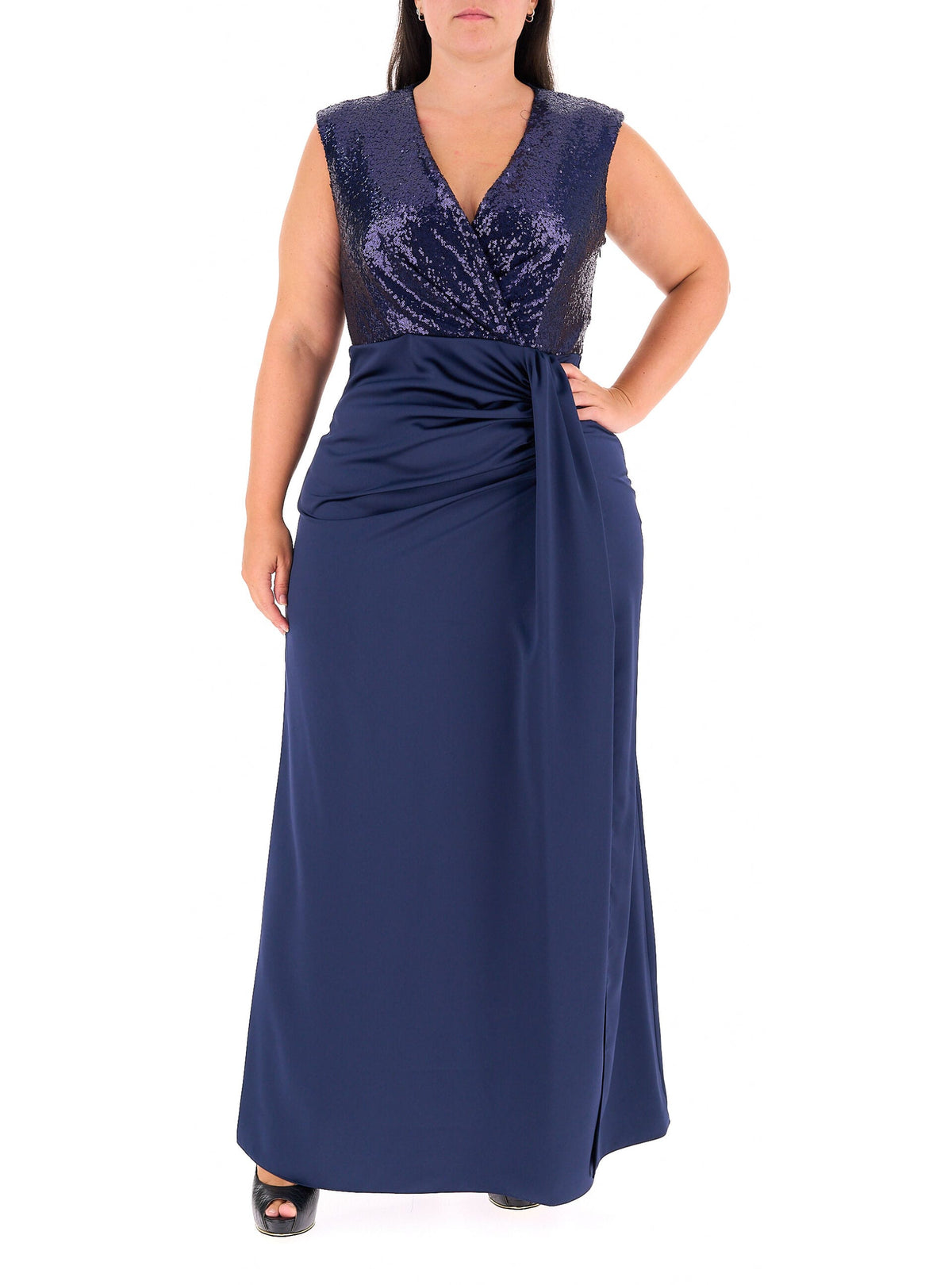 Rinascimento Curvy - Abito lungo con corpetto in paillettes - Donna