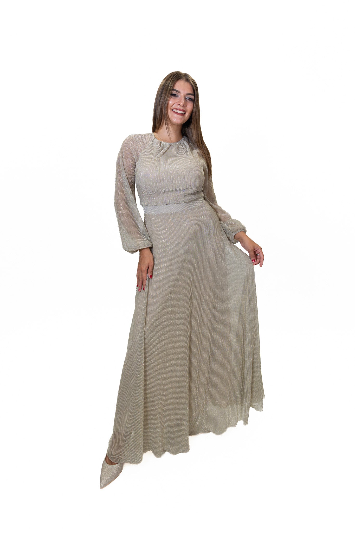 Rinascimento - Abito Lungo in Georgette e Lurex - Donna