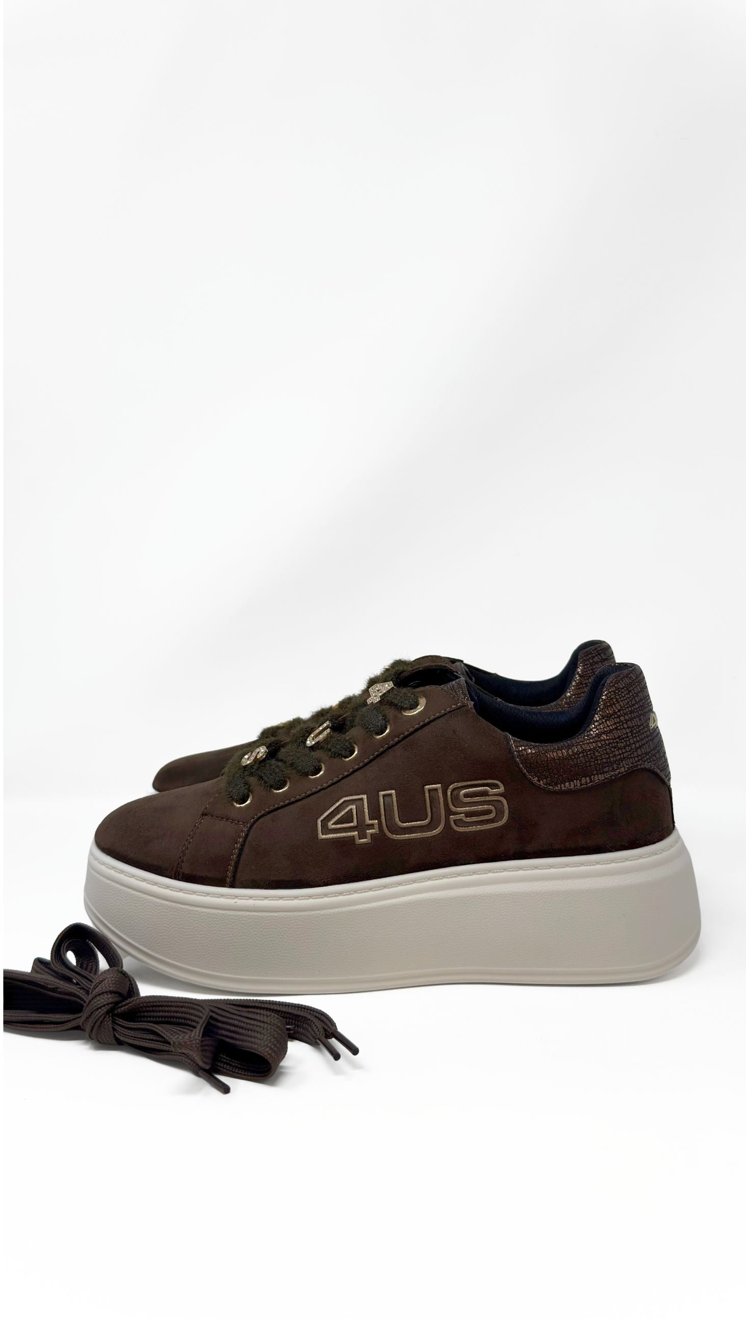 4US Paciotti - Sneakers Platform con Dettagli Effetto Rettile - Donna