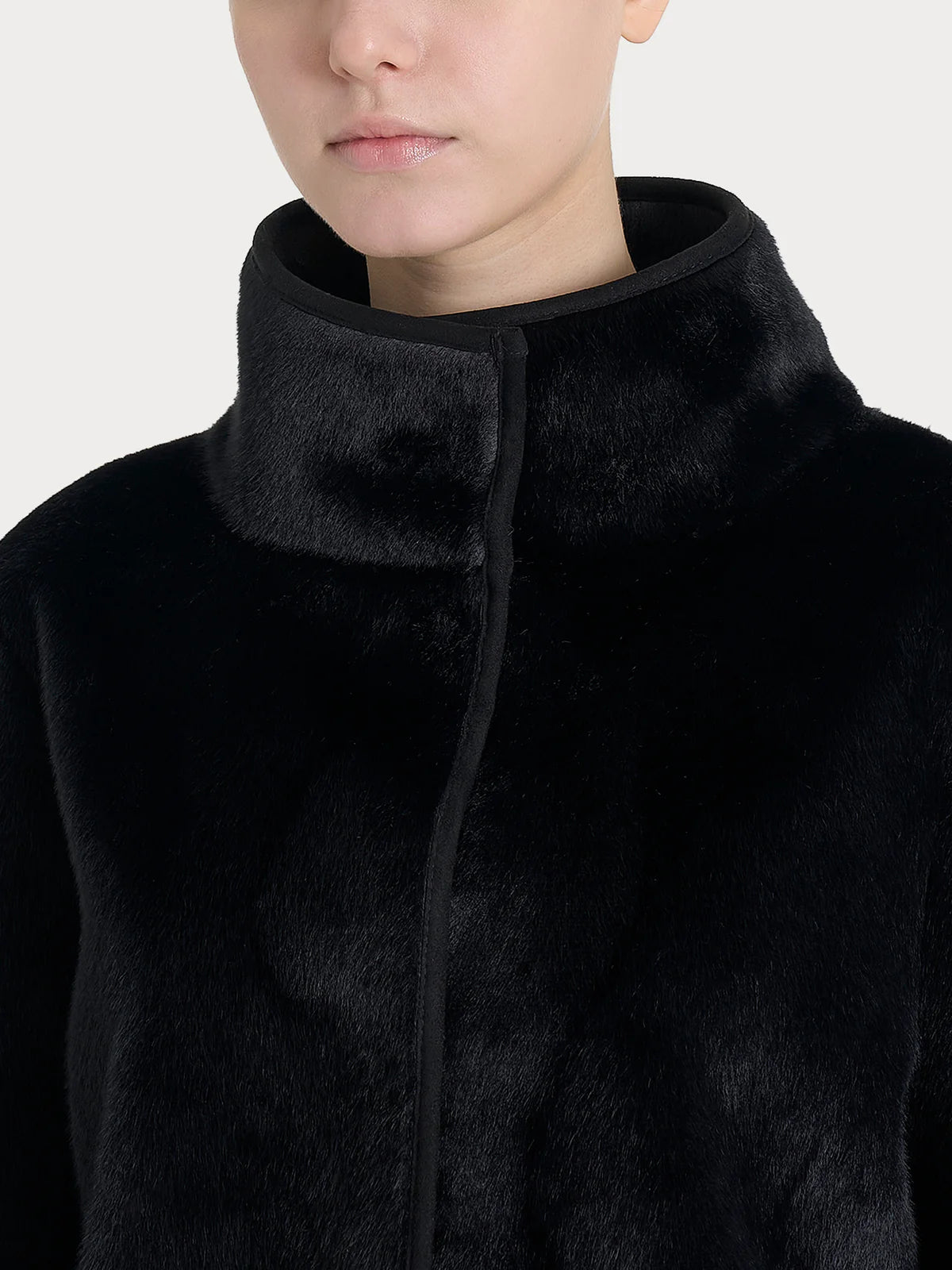 Ecopelliccia lunga con collo alto double-face in Vegan Shearling - RAGNO - DQ48KF