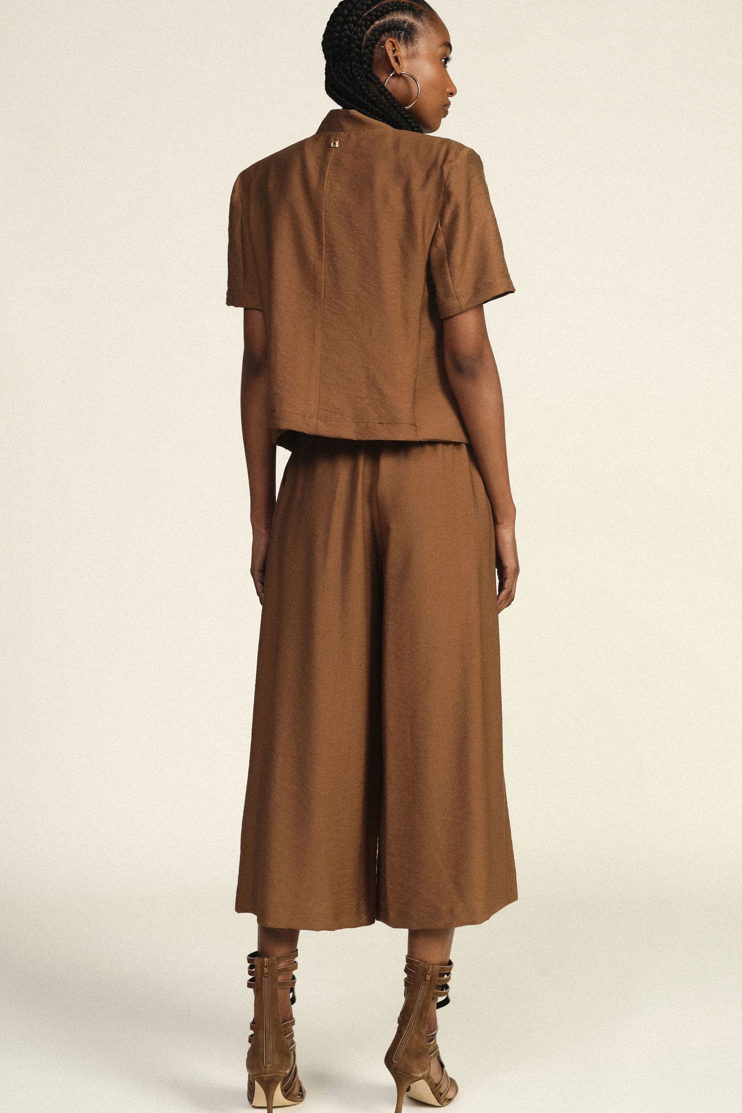 Dixie - Pantaloni palazzo cropped con pinces e tasche - Donna