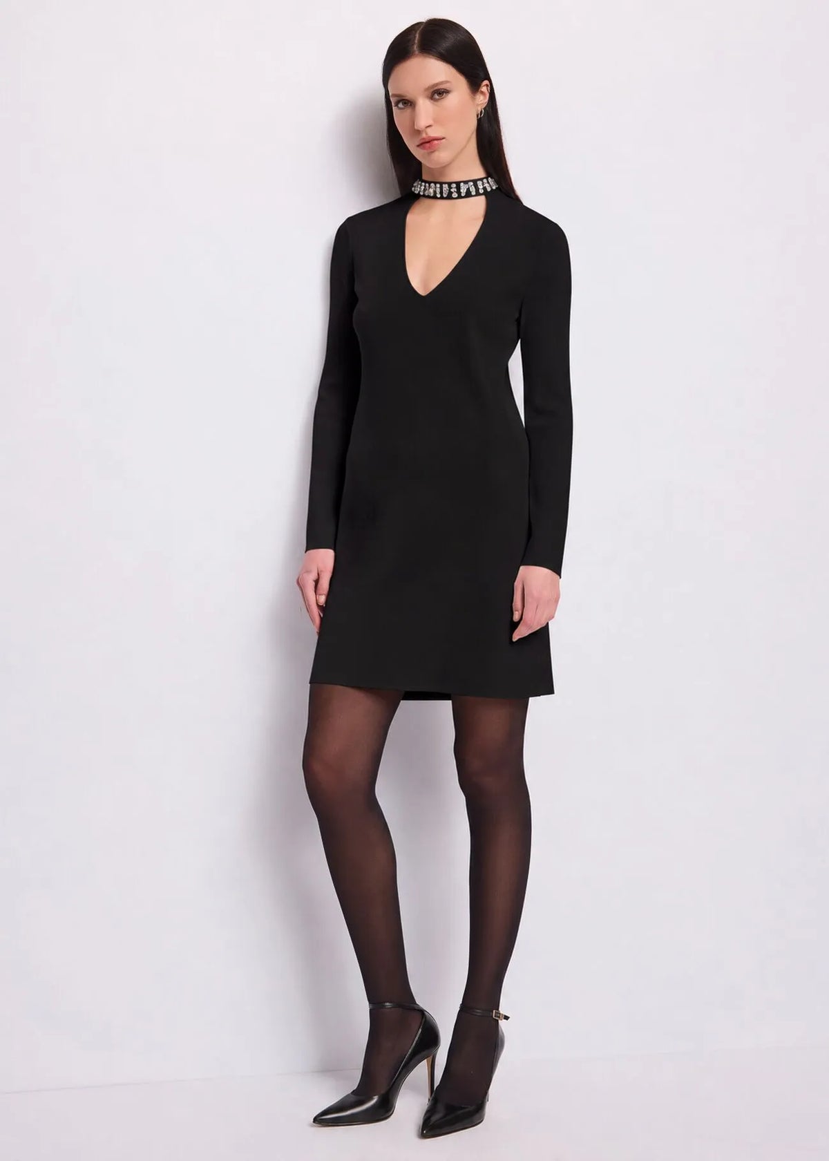 Gaudì - Abito corto in maglia con strass - Donna