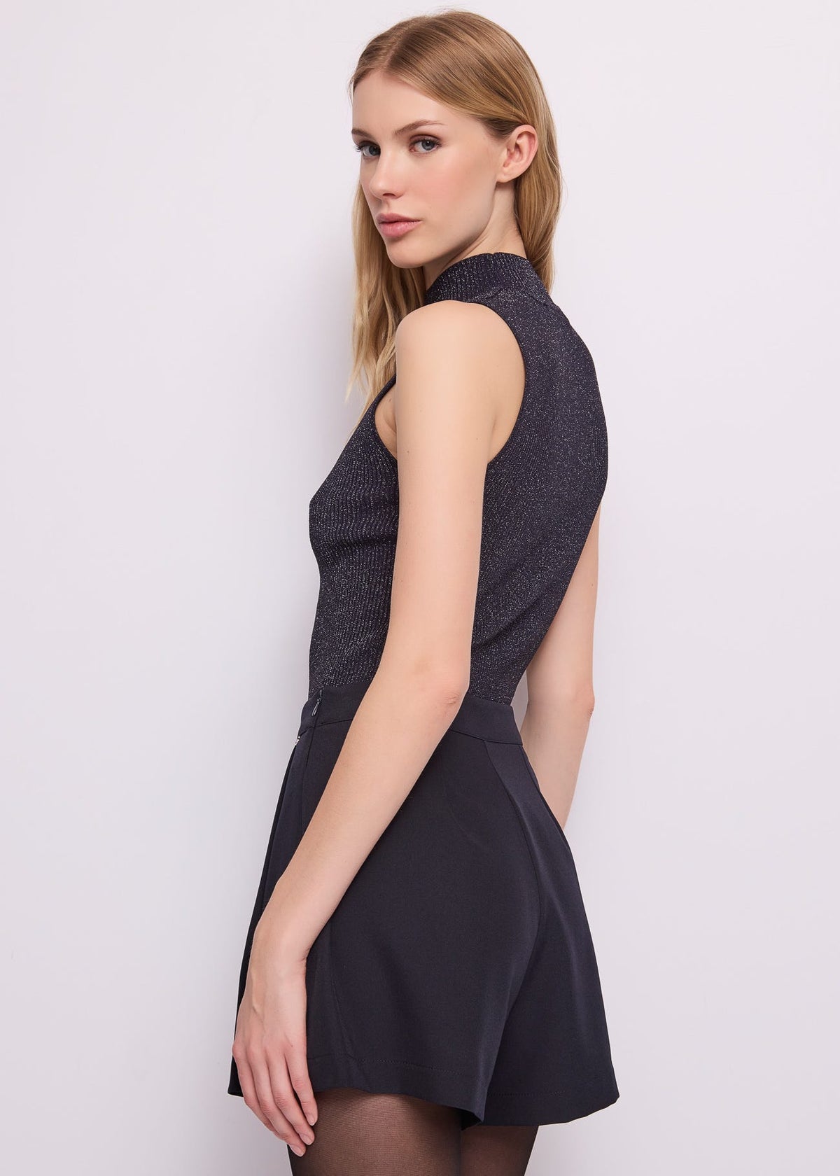 Gaudì - Top lurex collo alto con bottoni - Donna