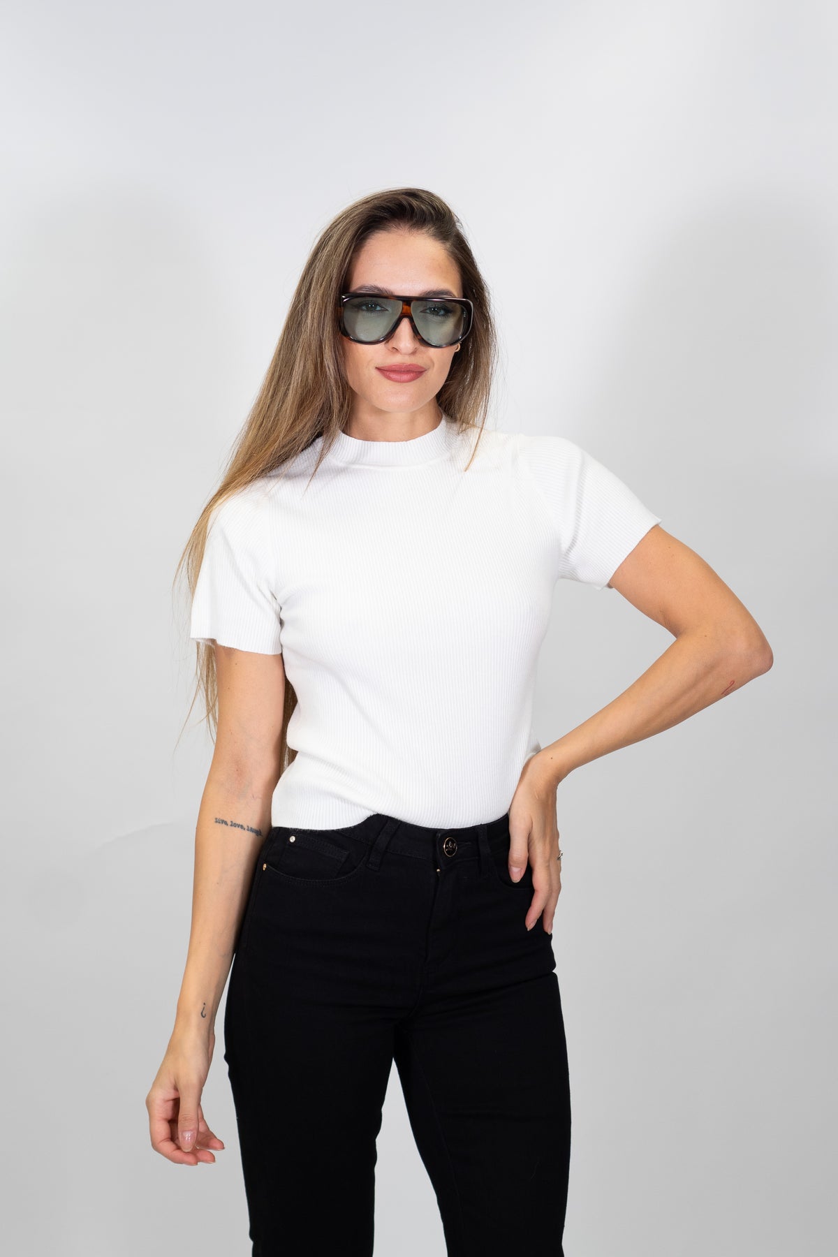 Fresh Flower - Maglia girocollo in microcostina - Donna