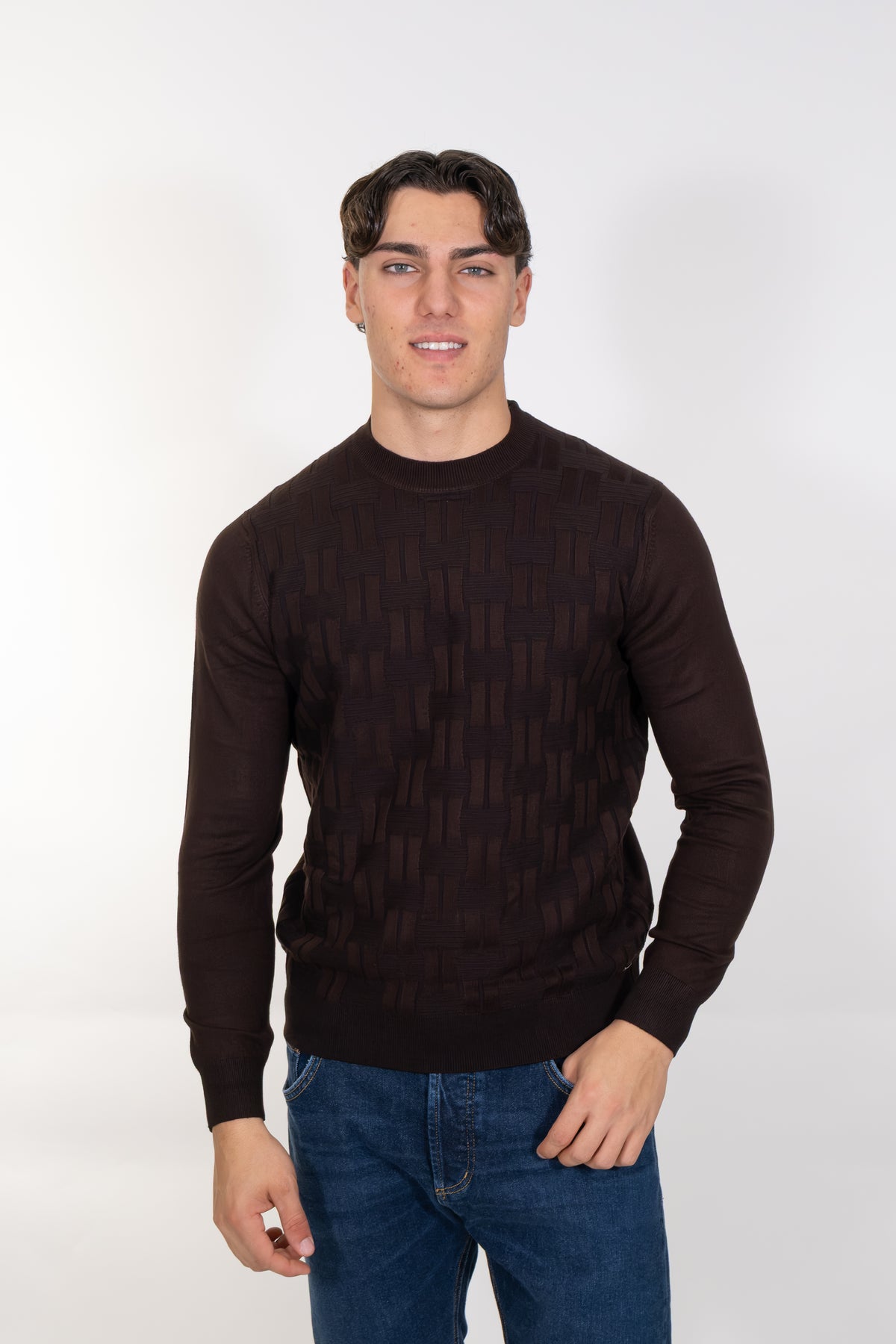Markup - Maglia girocollo in viscosa punto vanisè - Uomo