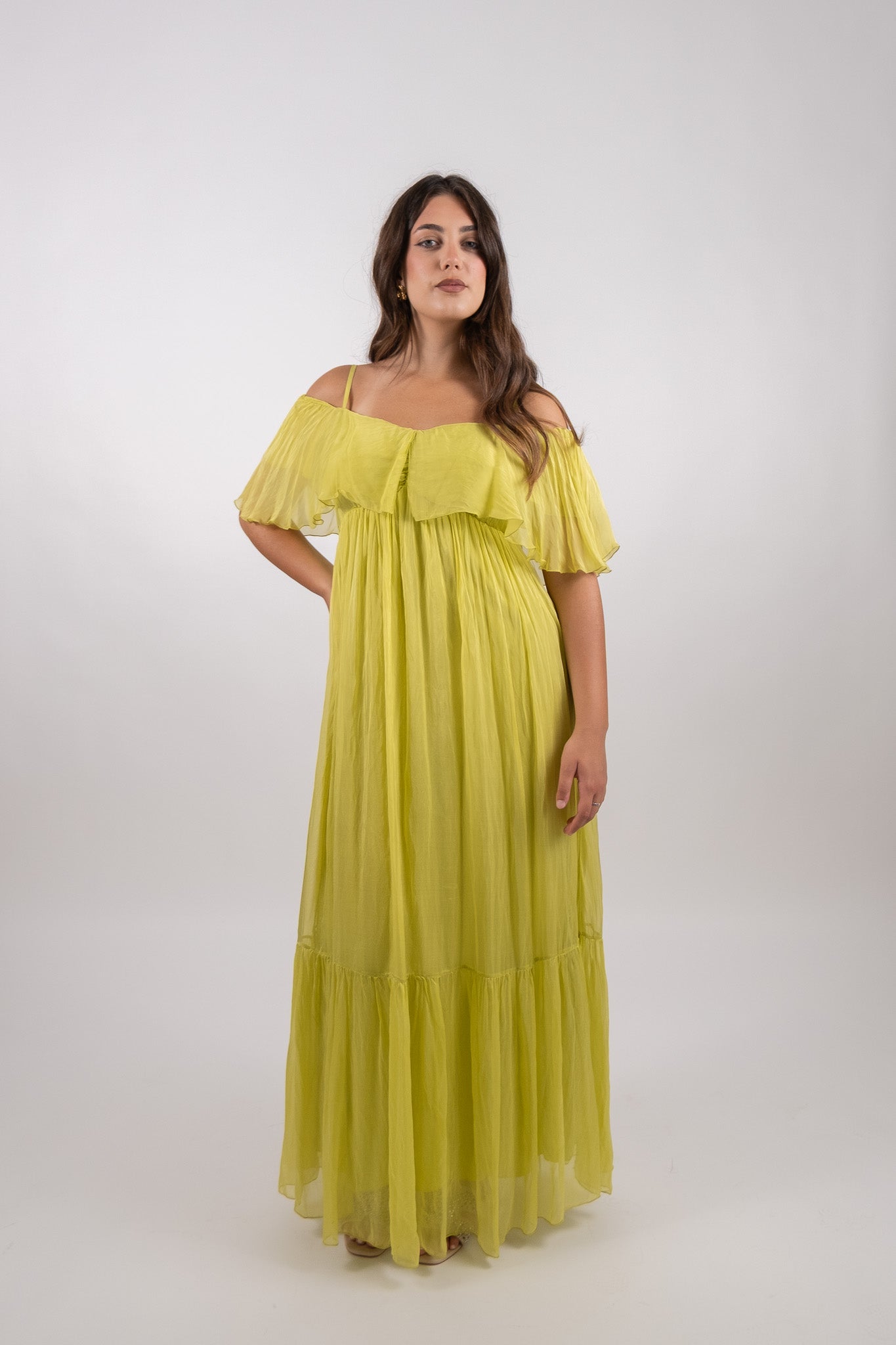 Dixie - Abito lungo con spalline e volant leggeri - Donna