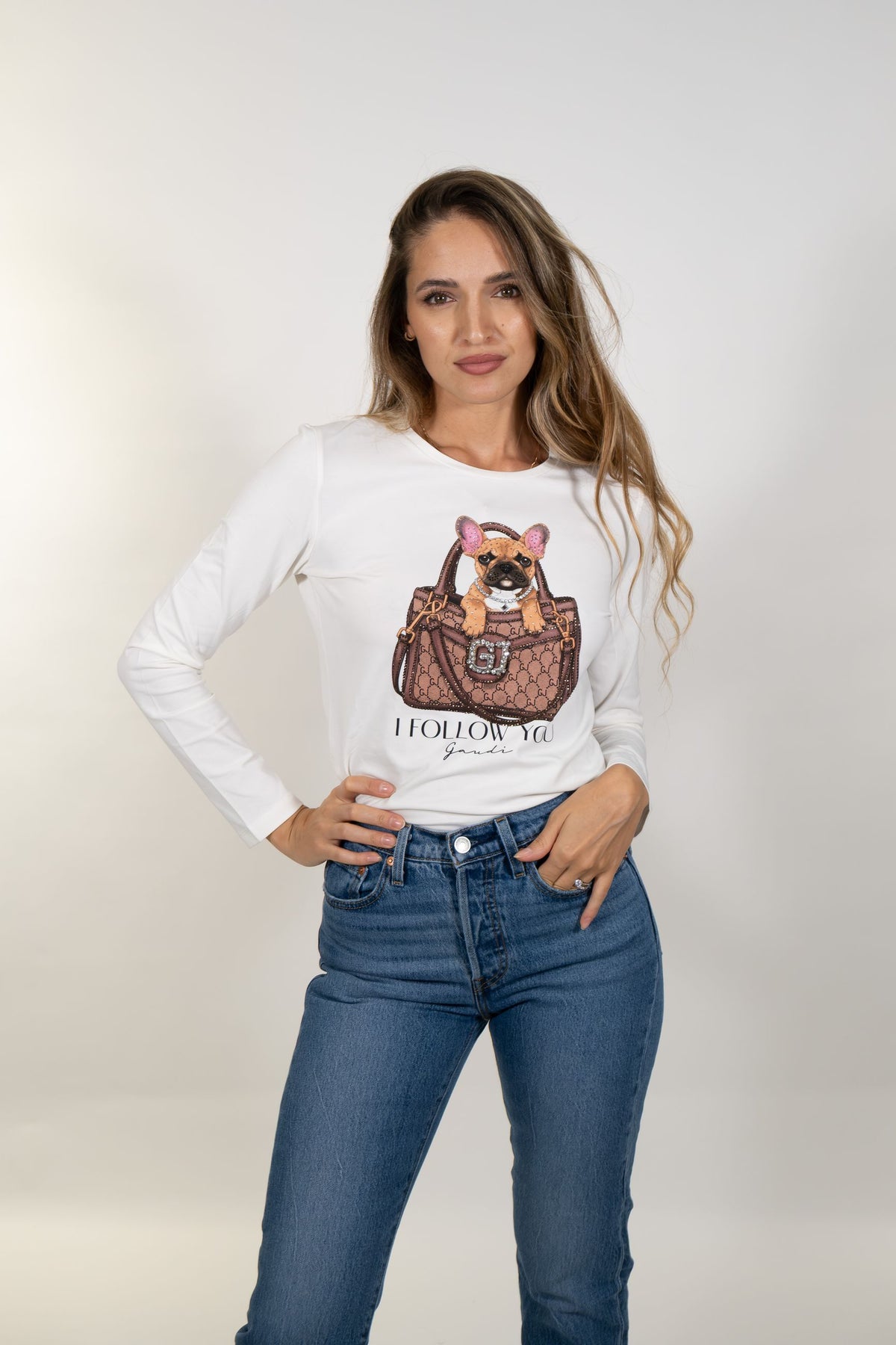 Gaudì - T-shirt in jersey con stampa e strass - Donna