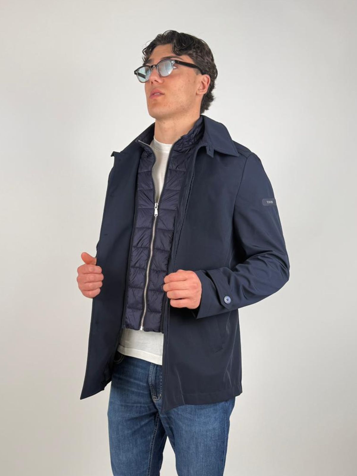 Yes Zee - Cappotto  Con Finto Gilet Staccabile - Uomo