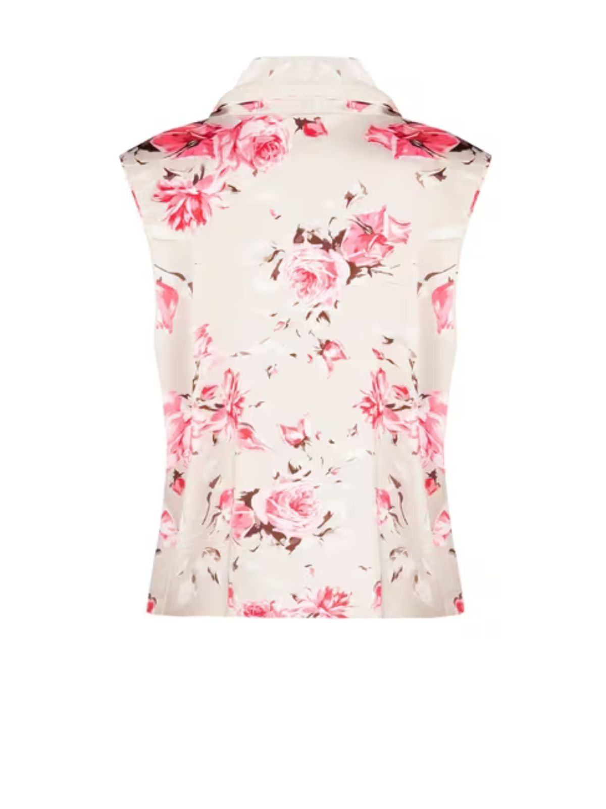 Rinascimento - Top Sfiancato Fluido In Raso Motivo A Rose Con Sciarpa Integrata - Donna