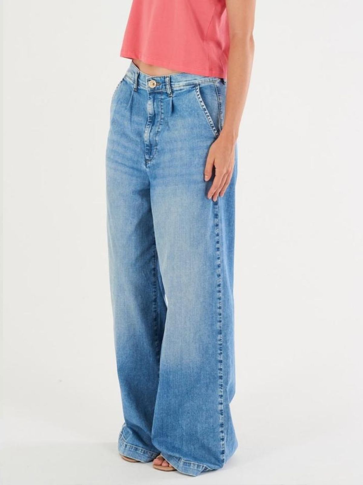 Yes Zee - Jeans Donna Palazzo con  Pinces - Donna