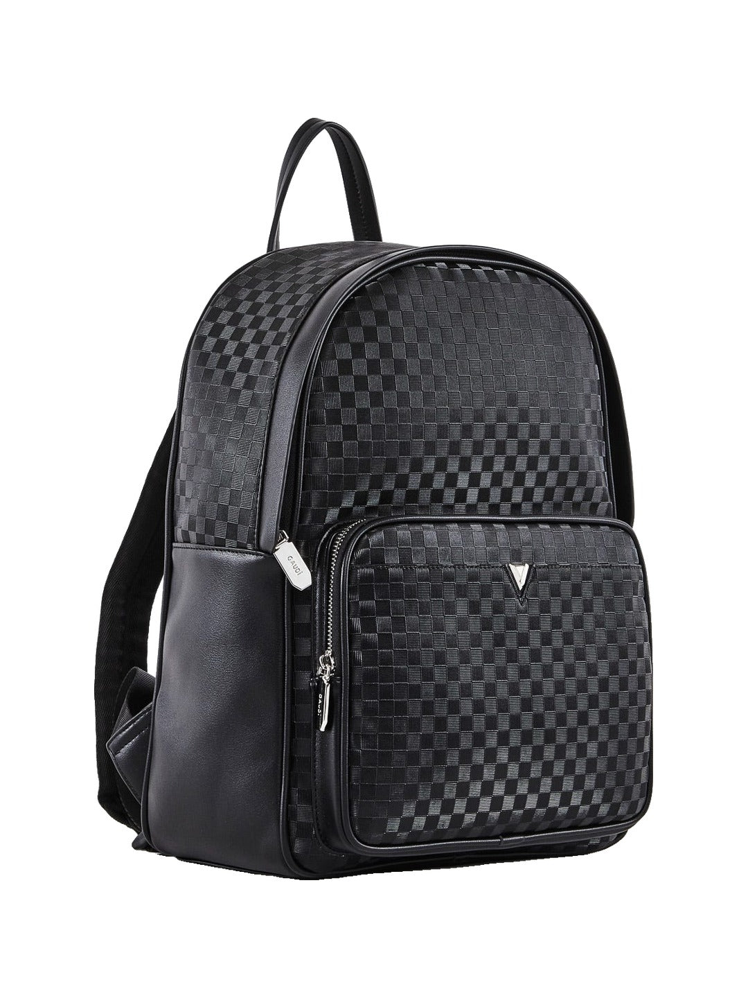 Gaudì - Zaino nero in similpelle check - Uomo