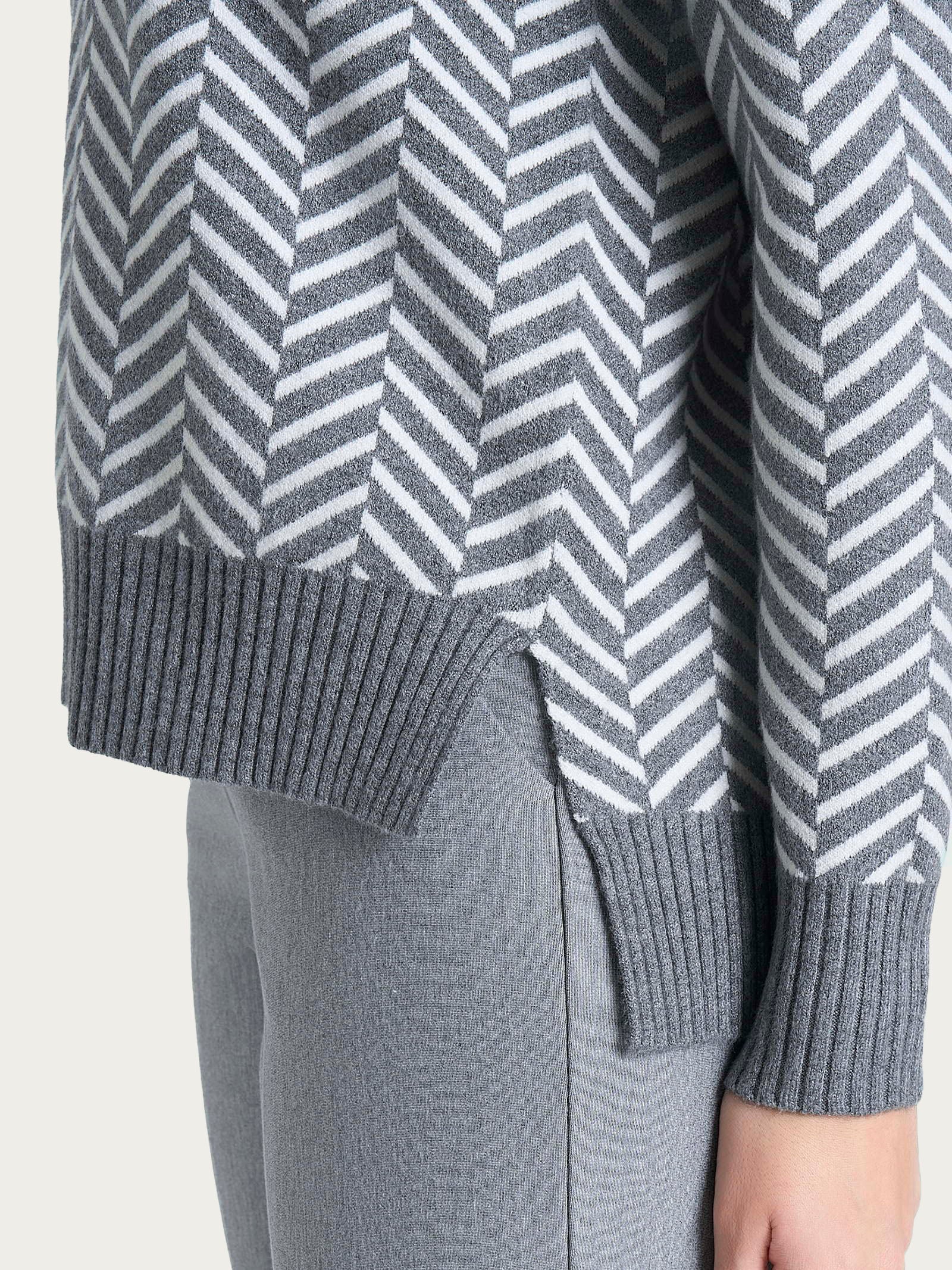 Ragno - Maglia girocollo con fantasia spigata in Super Soft - Donna