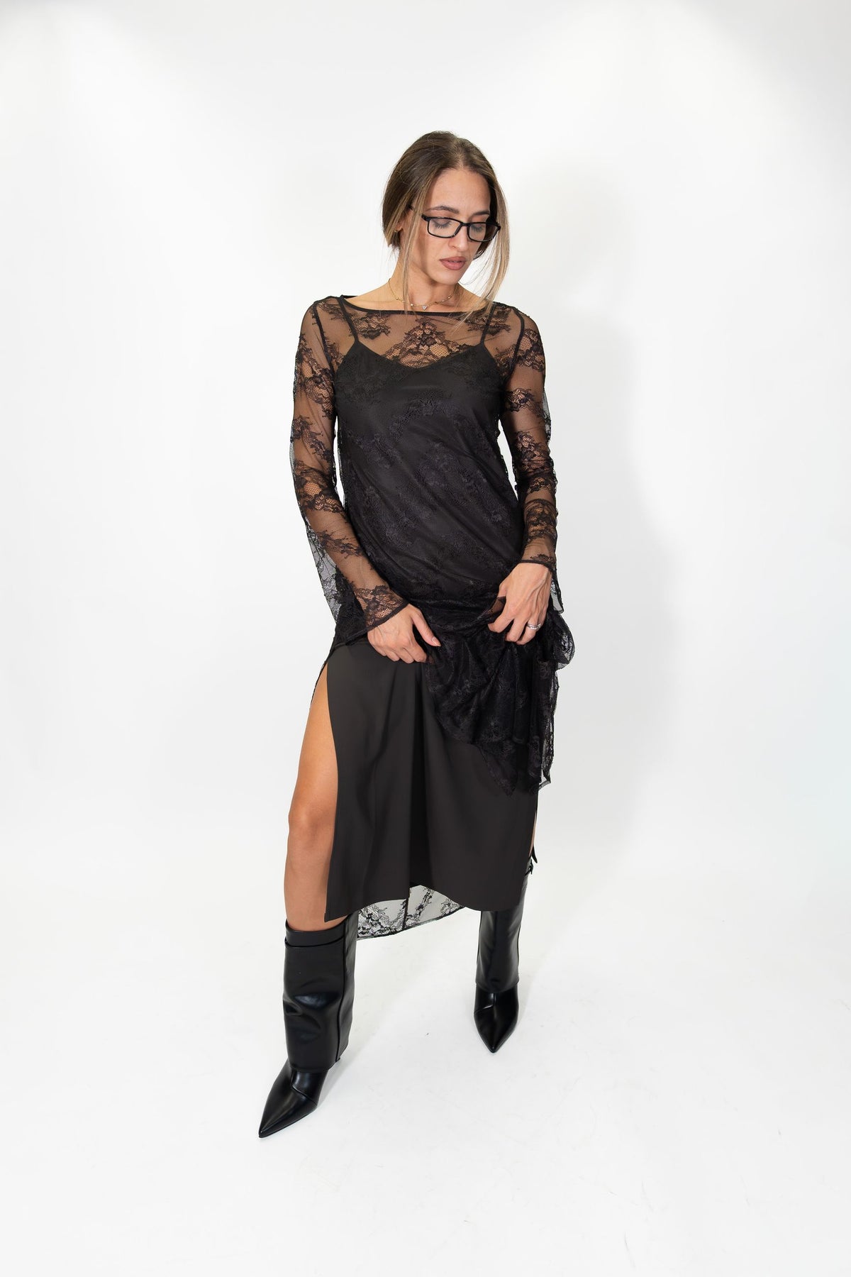 PennyBlack - Abito 2-in-1 in pizzo e twill - Donna