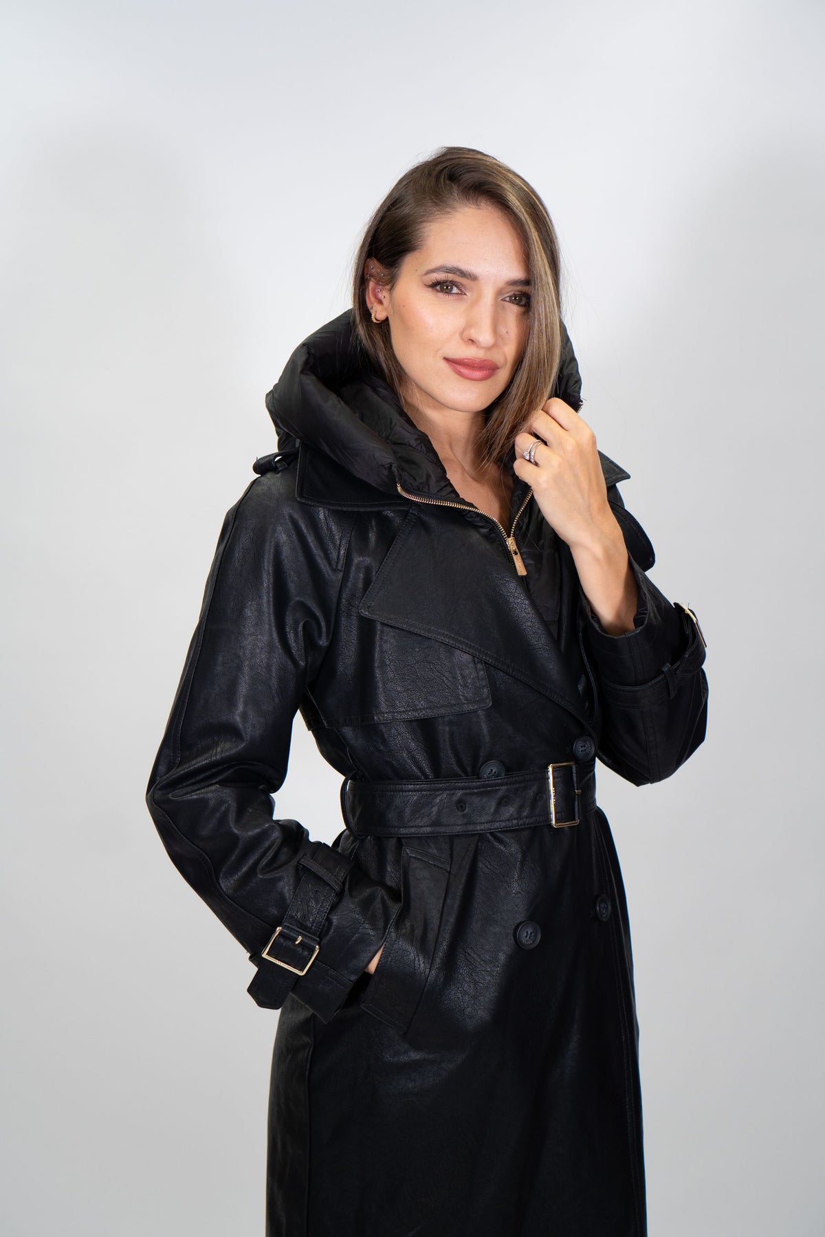 Yes Zee - Trench in tessuto coated con finto gilet rimovibile - Donna