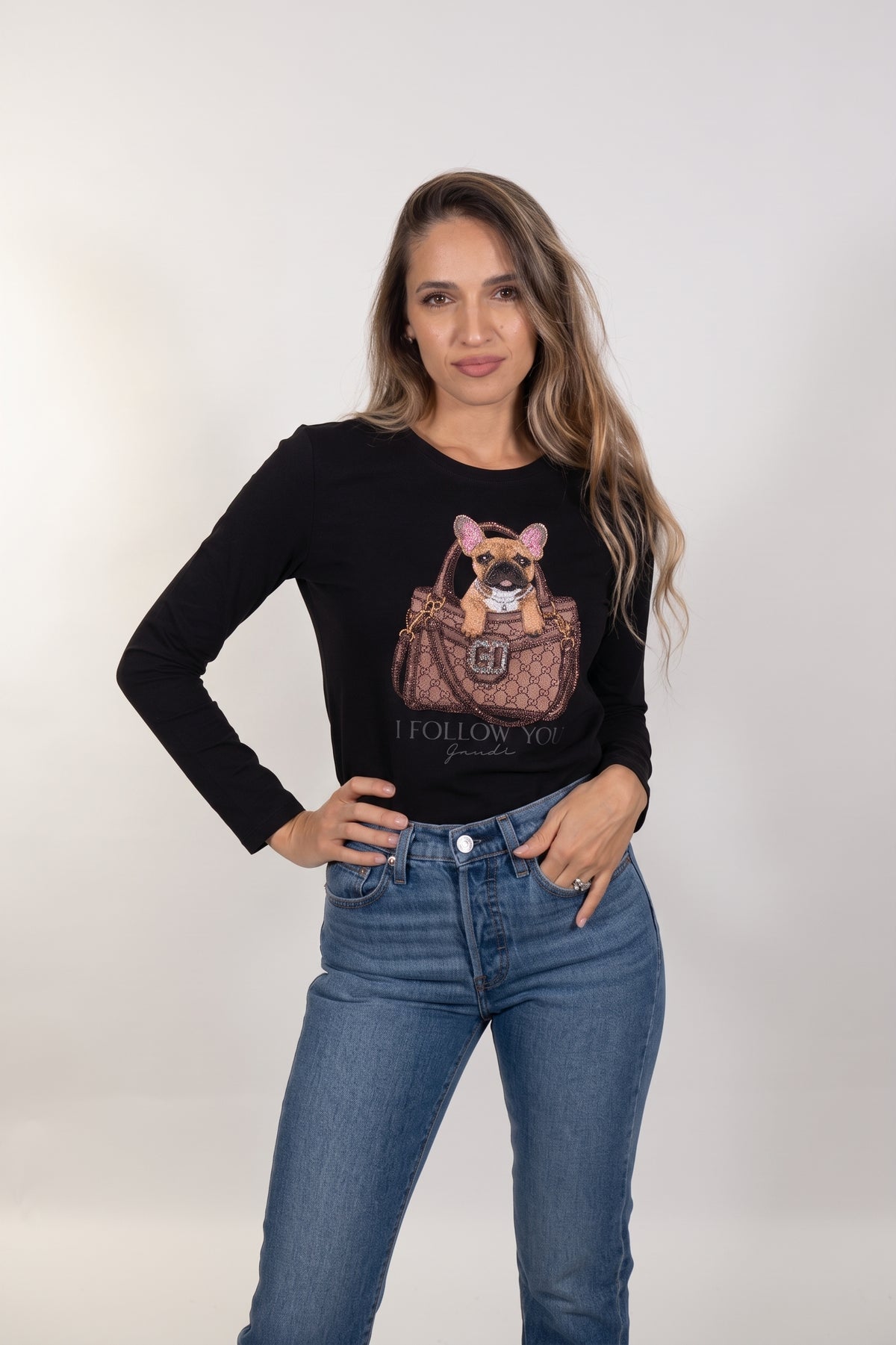 Gaudì - T-shirt in jersey con stampa e strass - Donna