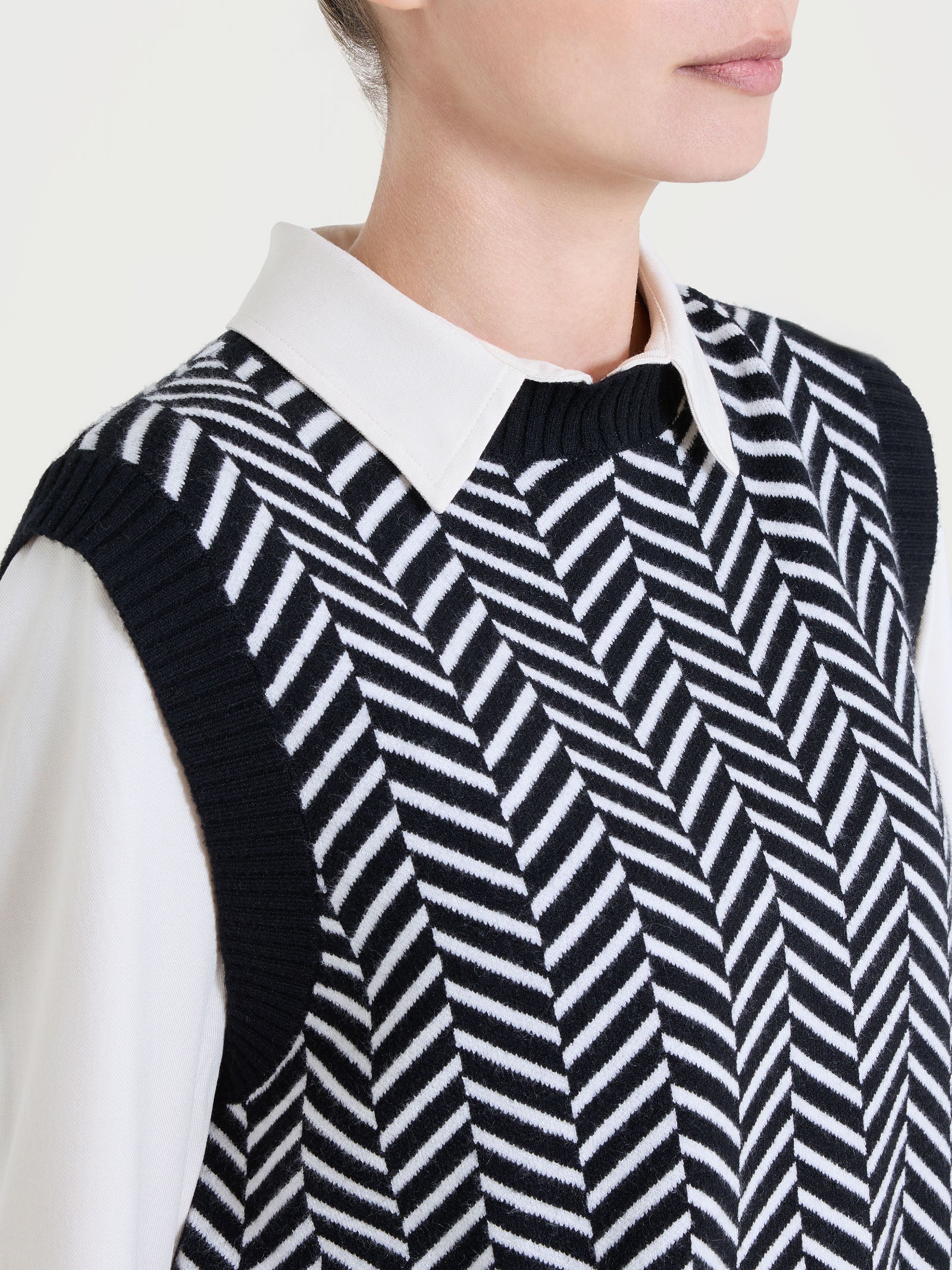 Ragno - Maglia smanicata con fantasia spigata in Super Soft - Donna