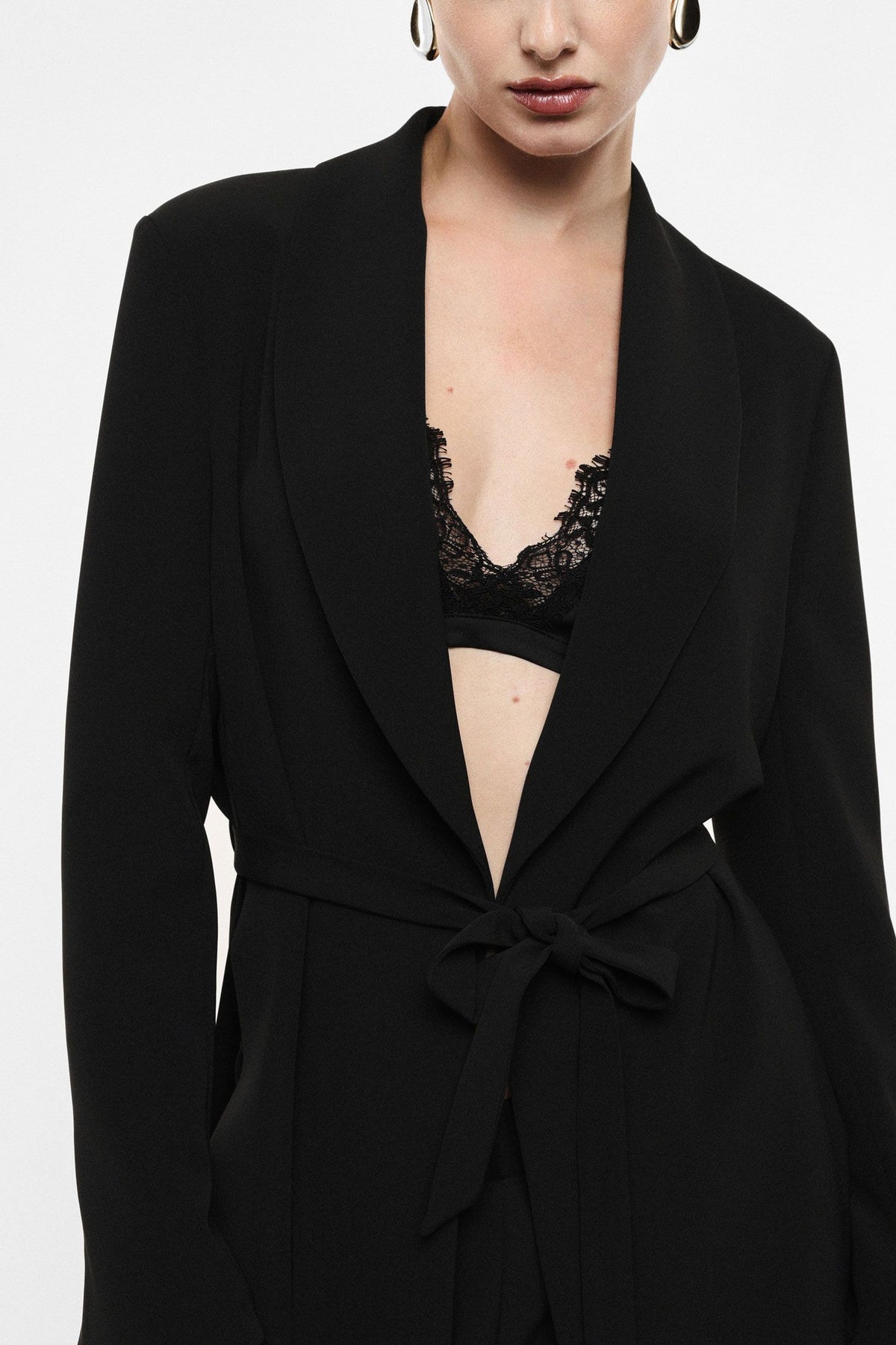 Imperial - Blazer con collo sciallato e cintura annodata - Donna