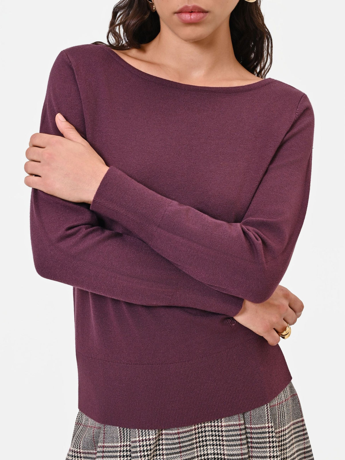 Rinascimento - Maglia scollo a barca in misto viscosa - Donna