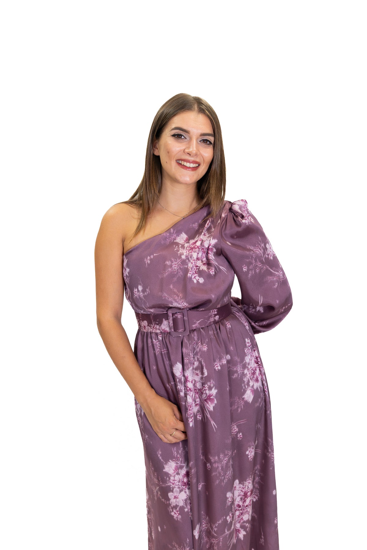 Rinascimento - Abito Lungo Monospalla Con Stampa Floreale - Donna