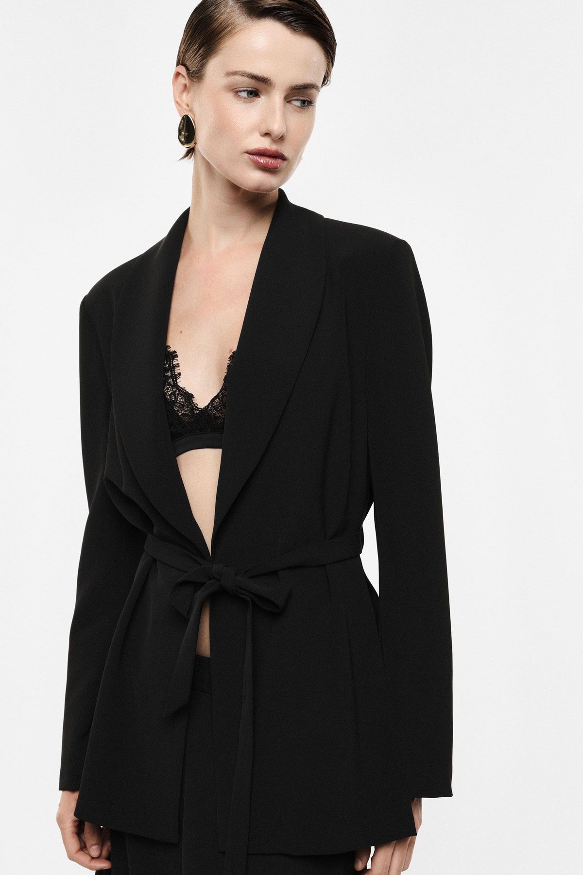 Imperial - Blazer con collo sciallato e cintura annodata - Donna