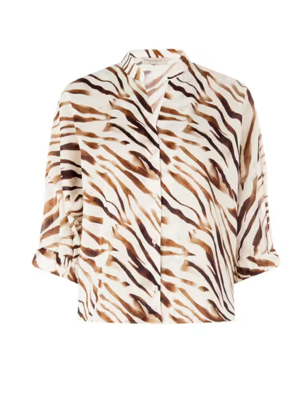 Rinascimento - Camicia Over In Cotone Con Colletto Alla Coreana E Scollo A V - Donna