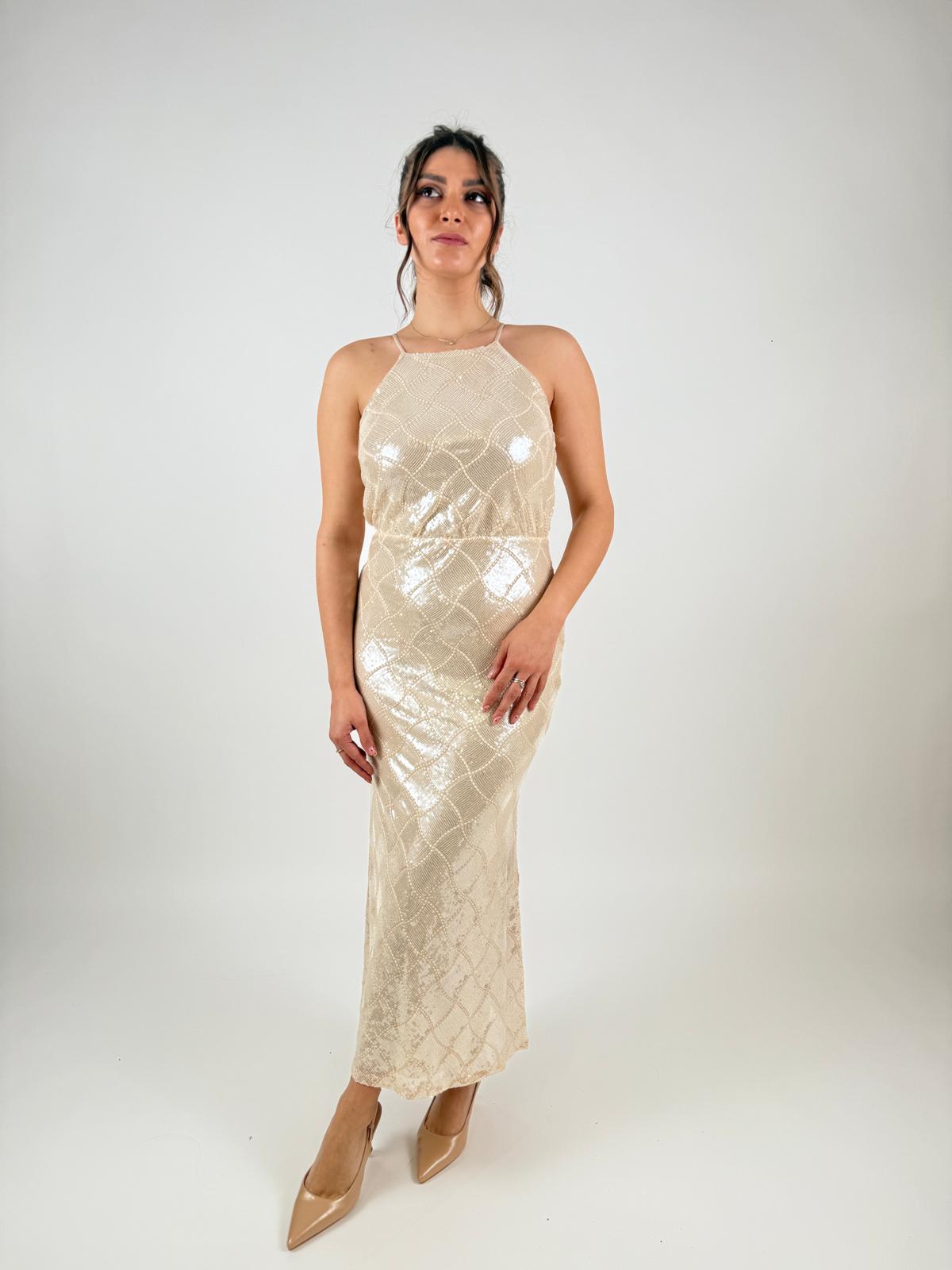 Abito paillettes con scollo all'americana Donna - Rinascimento