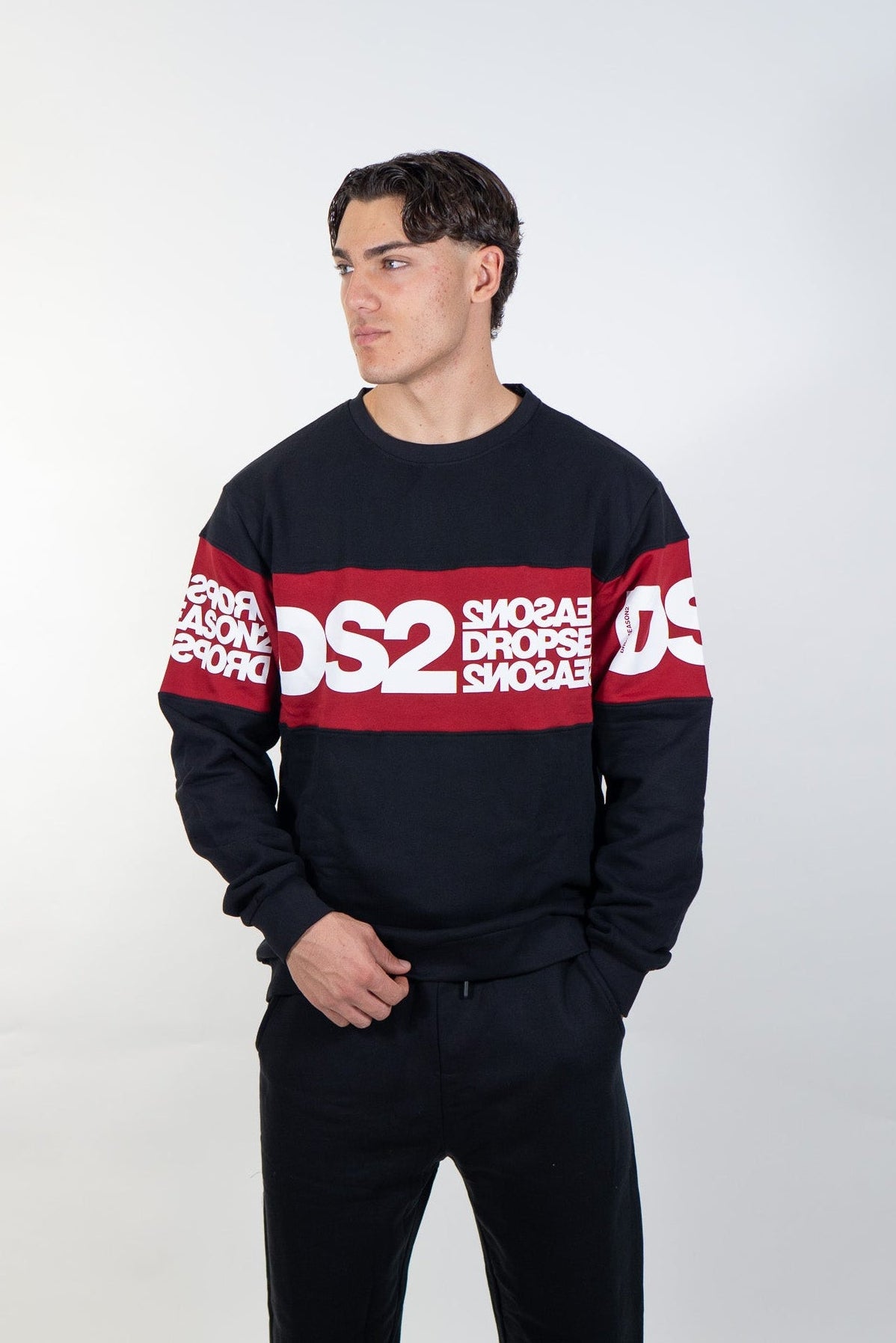 Ds2 - Felpa girocollo con fascia logo - Uomo