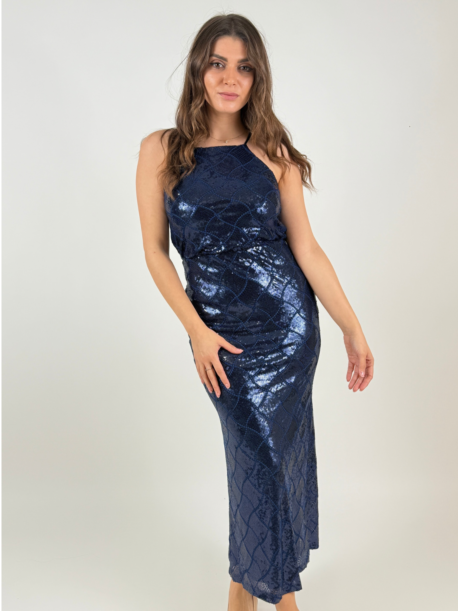 Abito paillettes con scollo all'americana Donna - Rinascimento